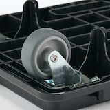 縦にも横にも連結できる再生ポリプロピレン入り平台車　ダークグレー