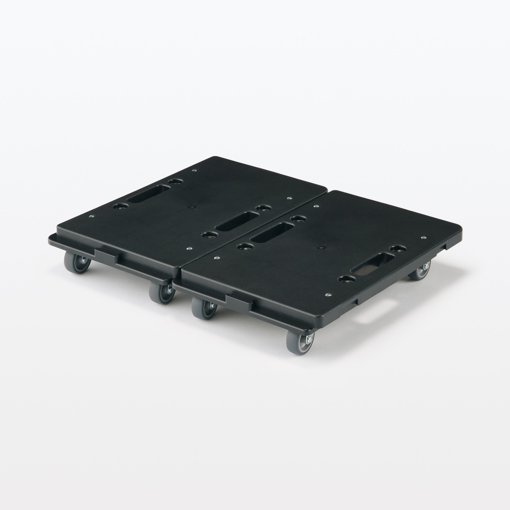 縦にも横にも連結できる再生ポリプロピレン入り平台車　ダークグレー