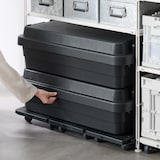 縦にも横にも連結できる再生ポリプロピレン入り平台車　ダークグレー