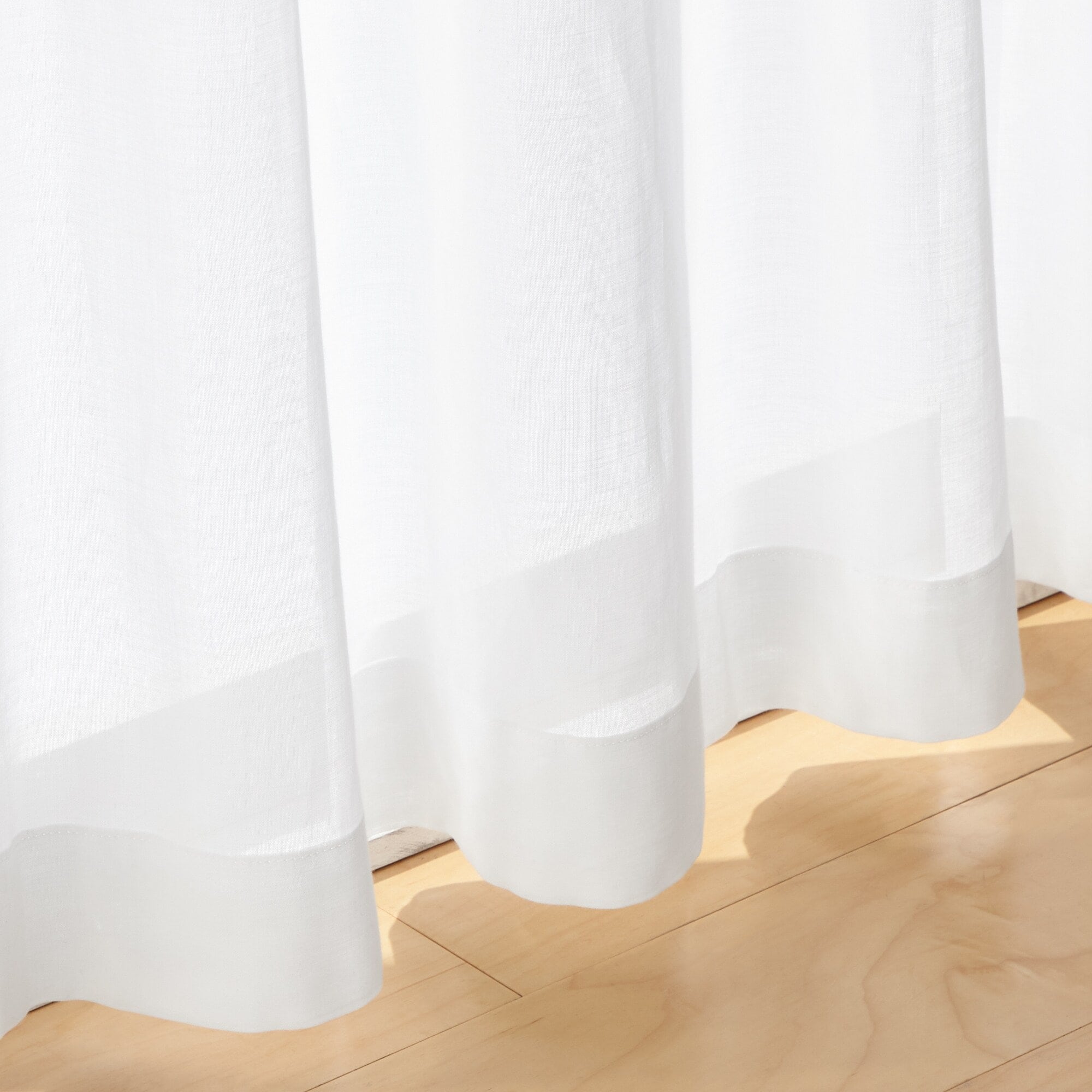 綿ボイルプリーツレースカーテン／オフ白