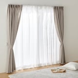 綿ボイルプリーツレースカーテン／オフ白