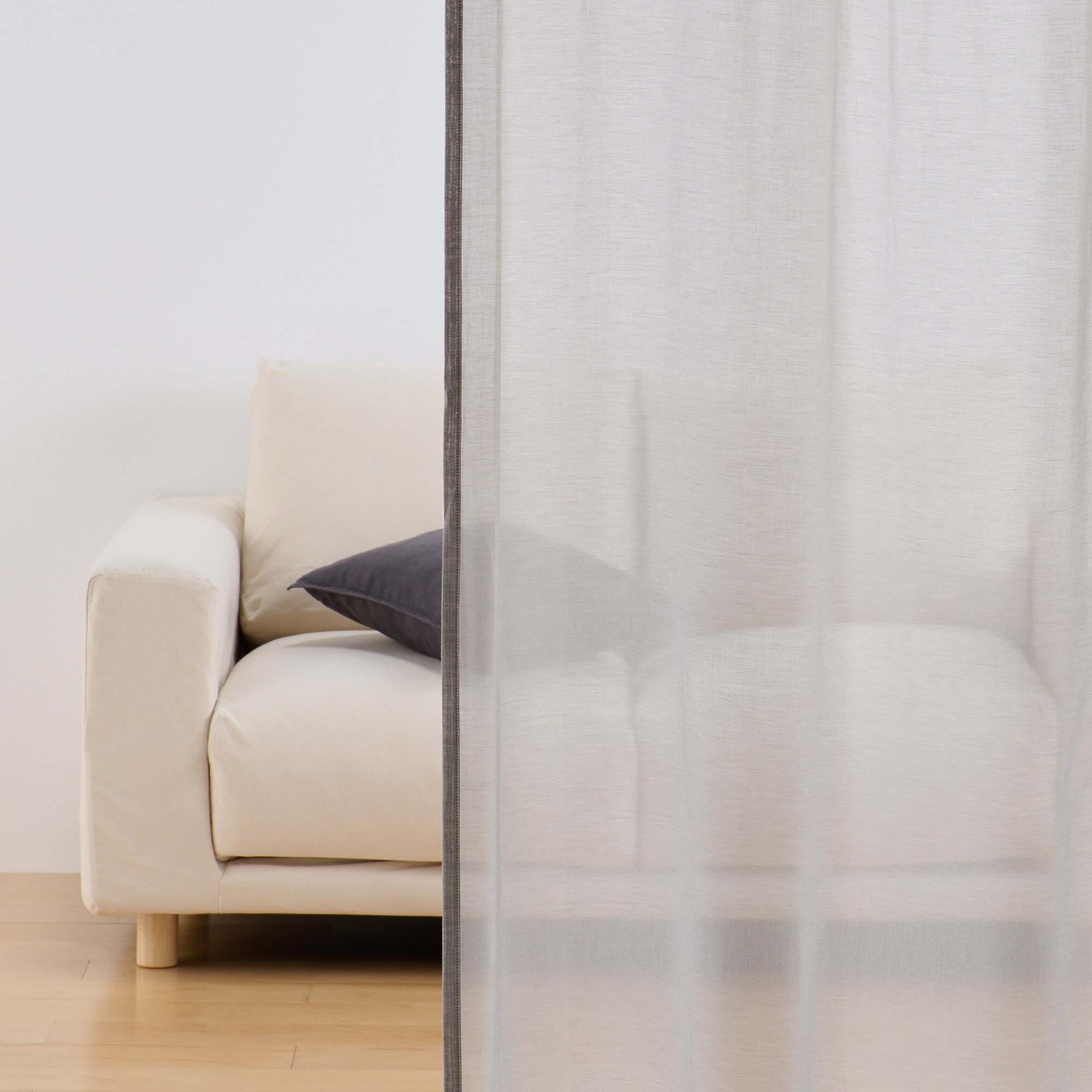 綿ボイルプリーツレースカーテン／ベージュ