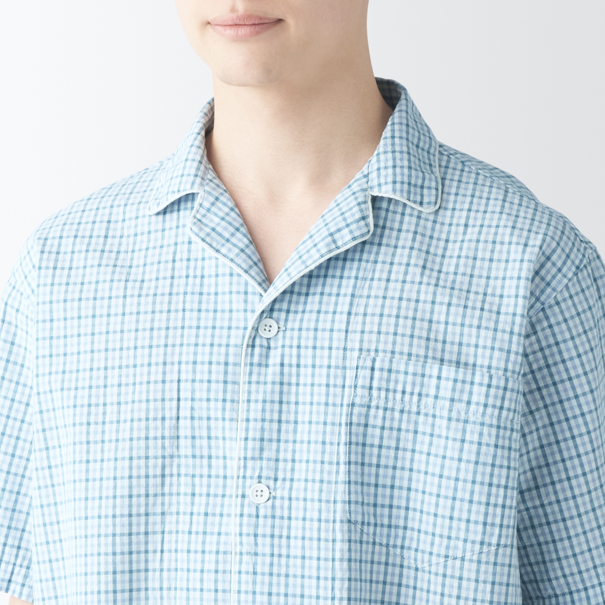 MUJI (無印良品) - 無印良品 脇に縫い目のないサッカー織り半袖