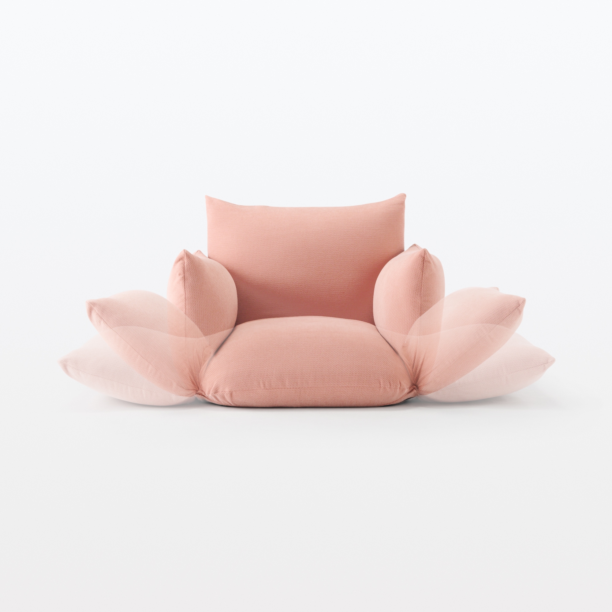 リクライニング　フロアソファ　１シーター　ピンク