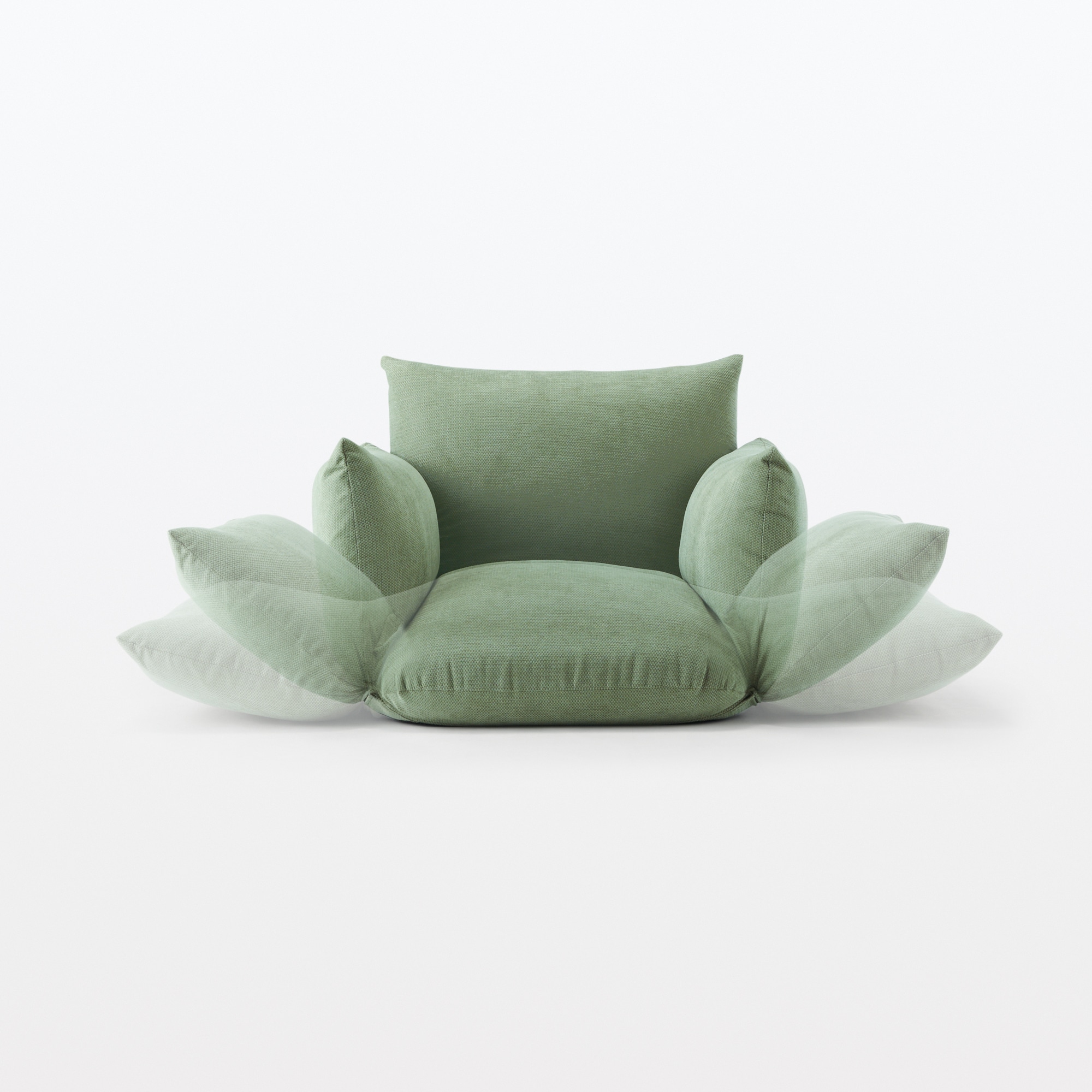 リクライニング　フロアソファ　１シーター　グリーン