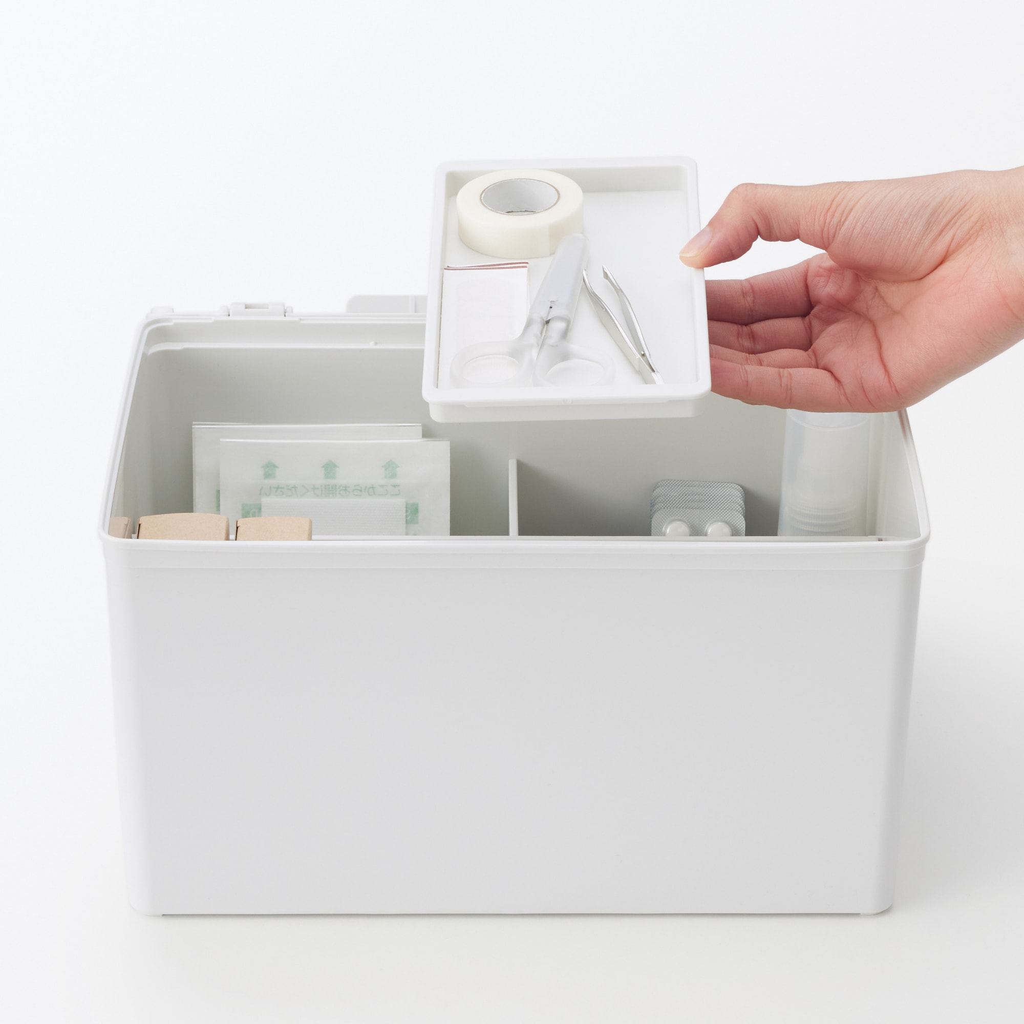 ポリプロピレン　救急箱　ホワイトグレー