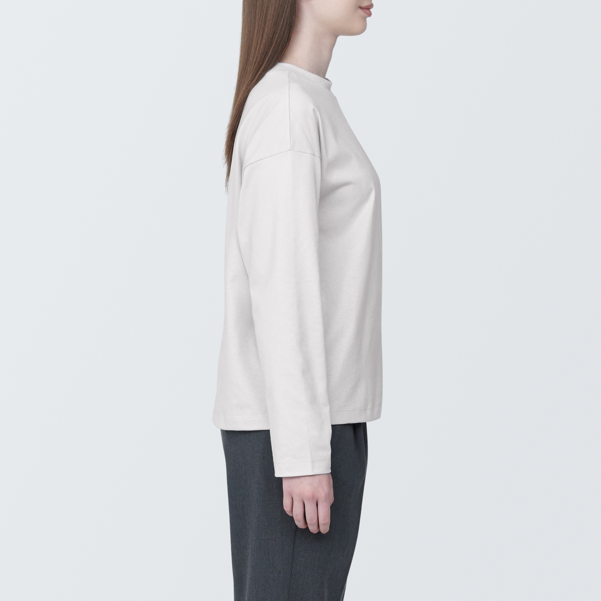 婦人　天竺編みクルーネック長袖Ｔシャツ