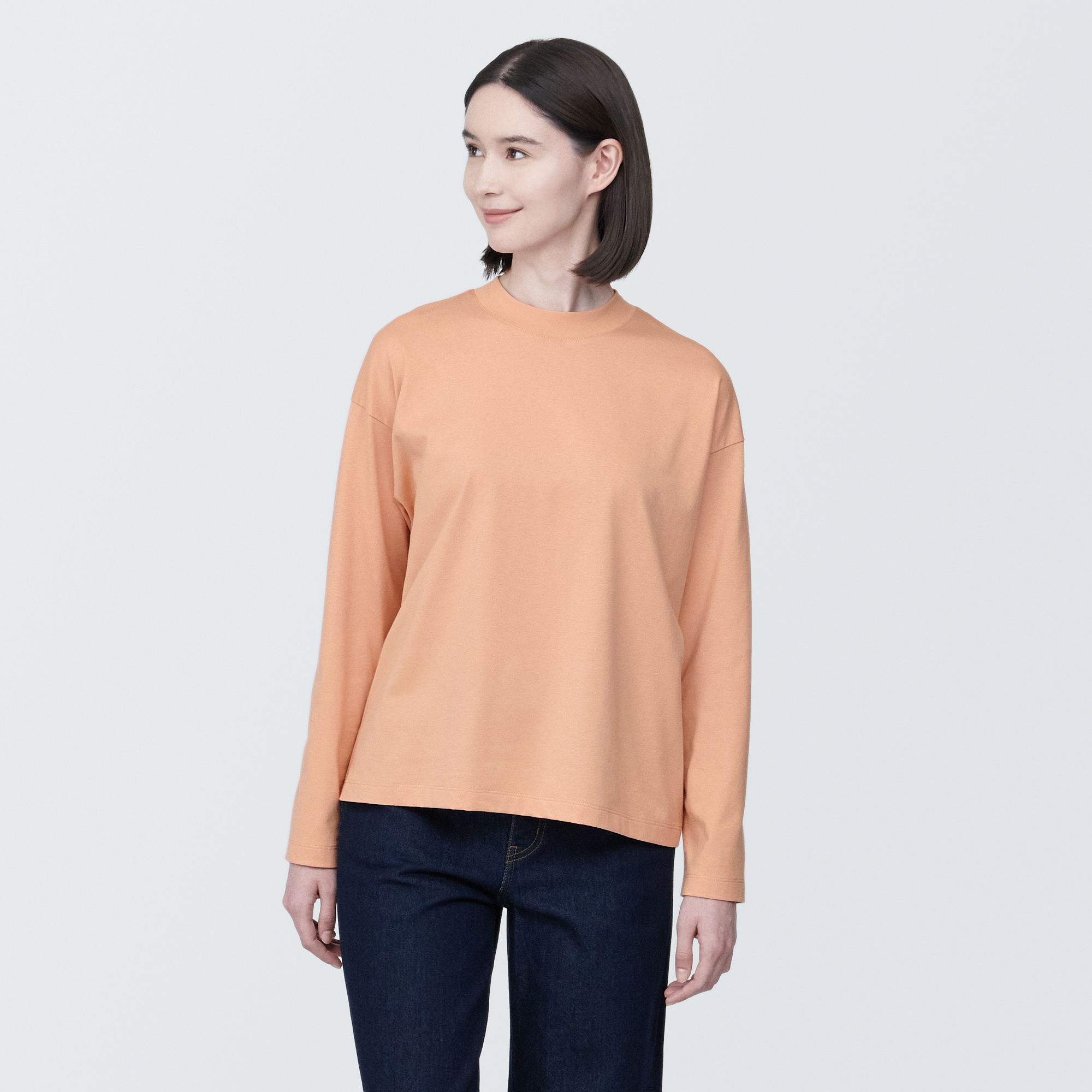 婦人　天竺編みクルーネック長袖Ｔシャツ