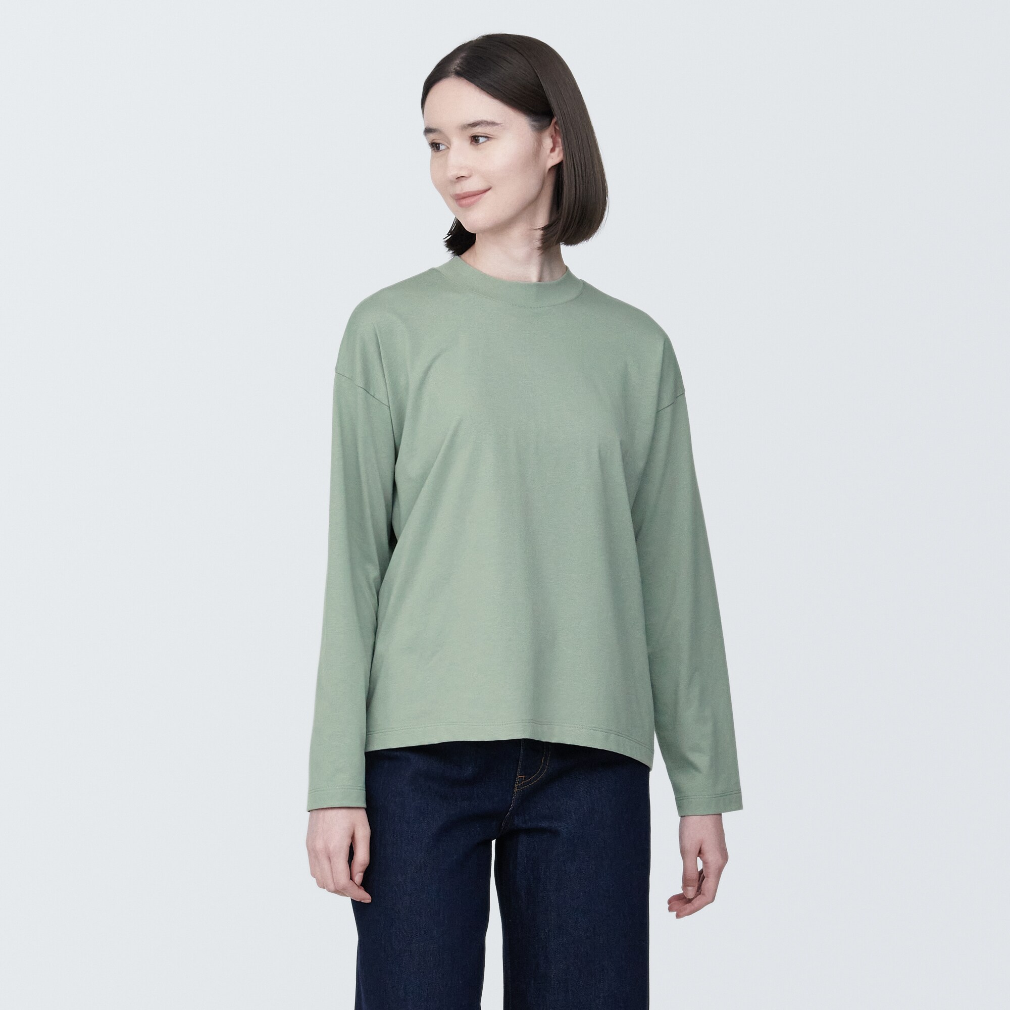 婦人　天竺編みクルーネック長袖Ｔシャツ