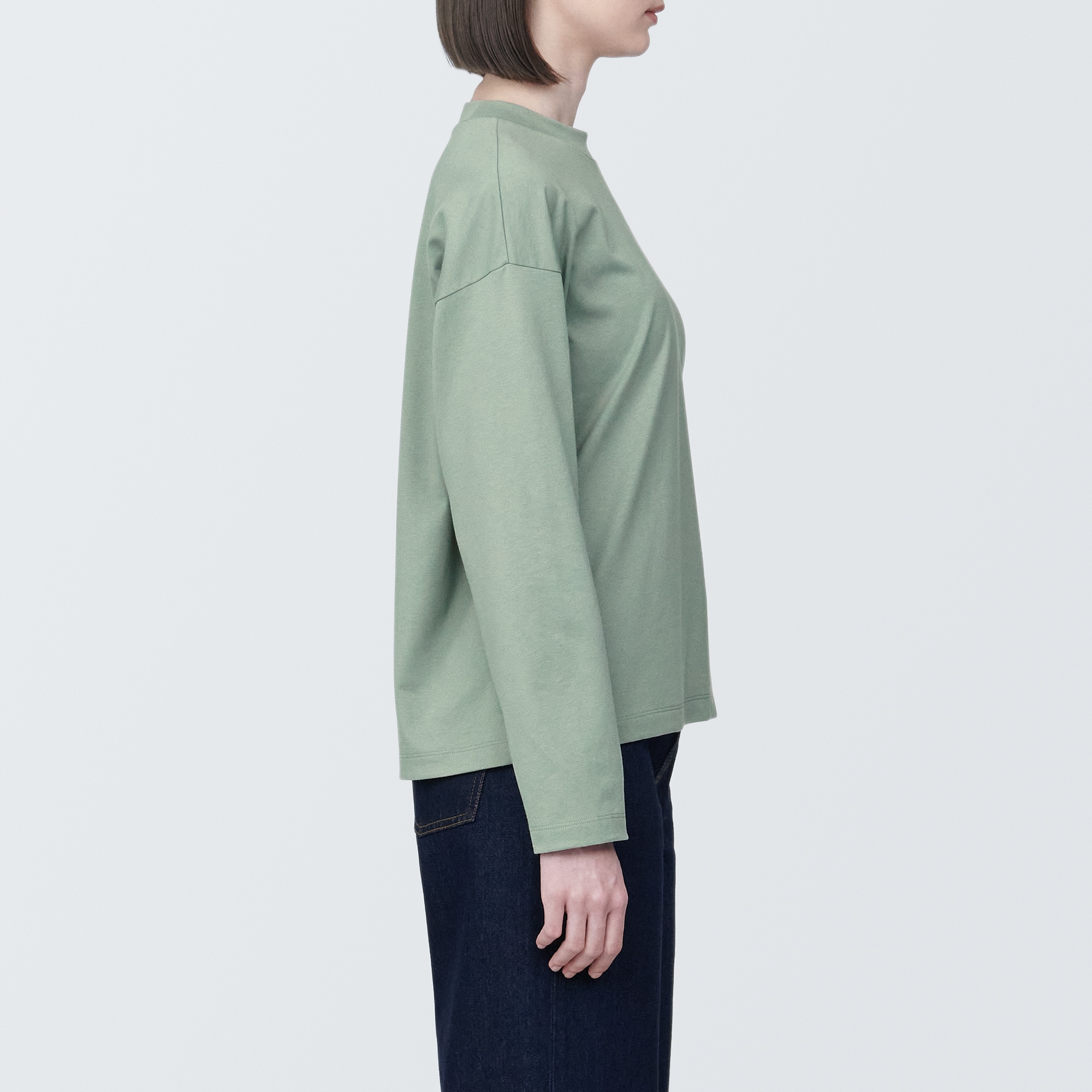 婦人　天竺編みクルーネック長袖Ｔシャツ