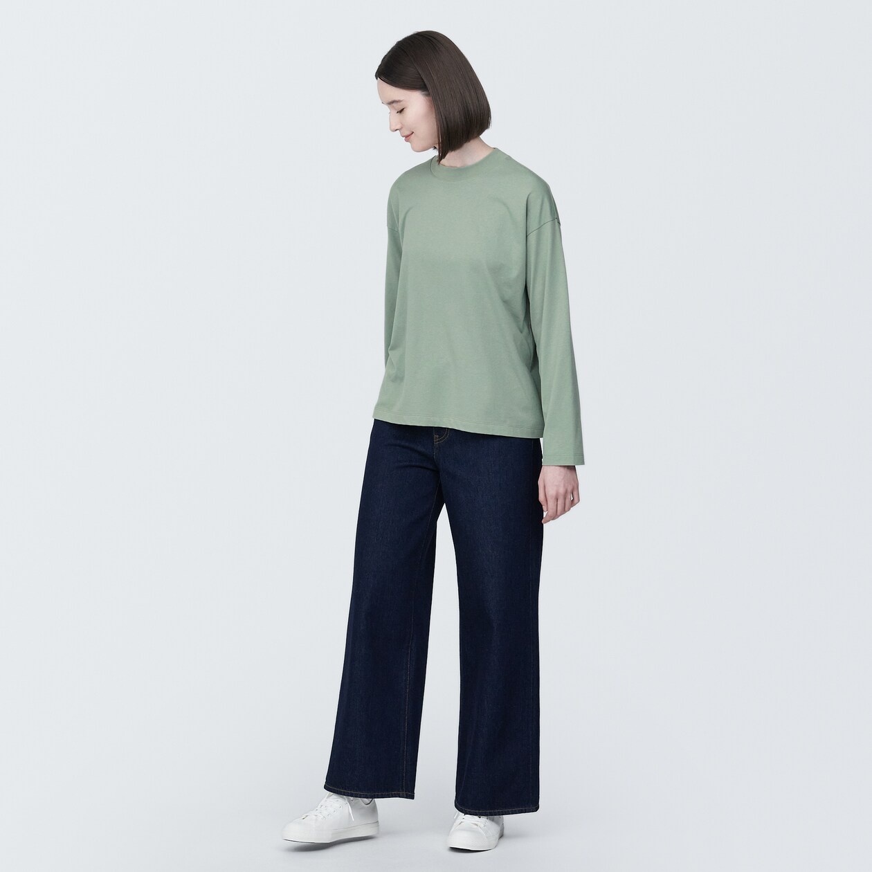 婦人　天竺編みクルーネック長袖Ｔシャツ