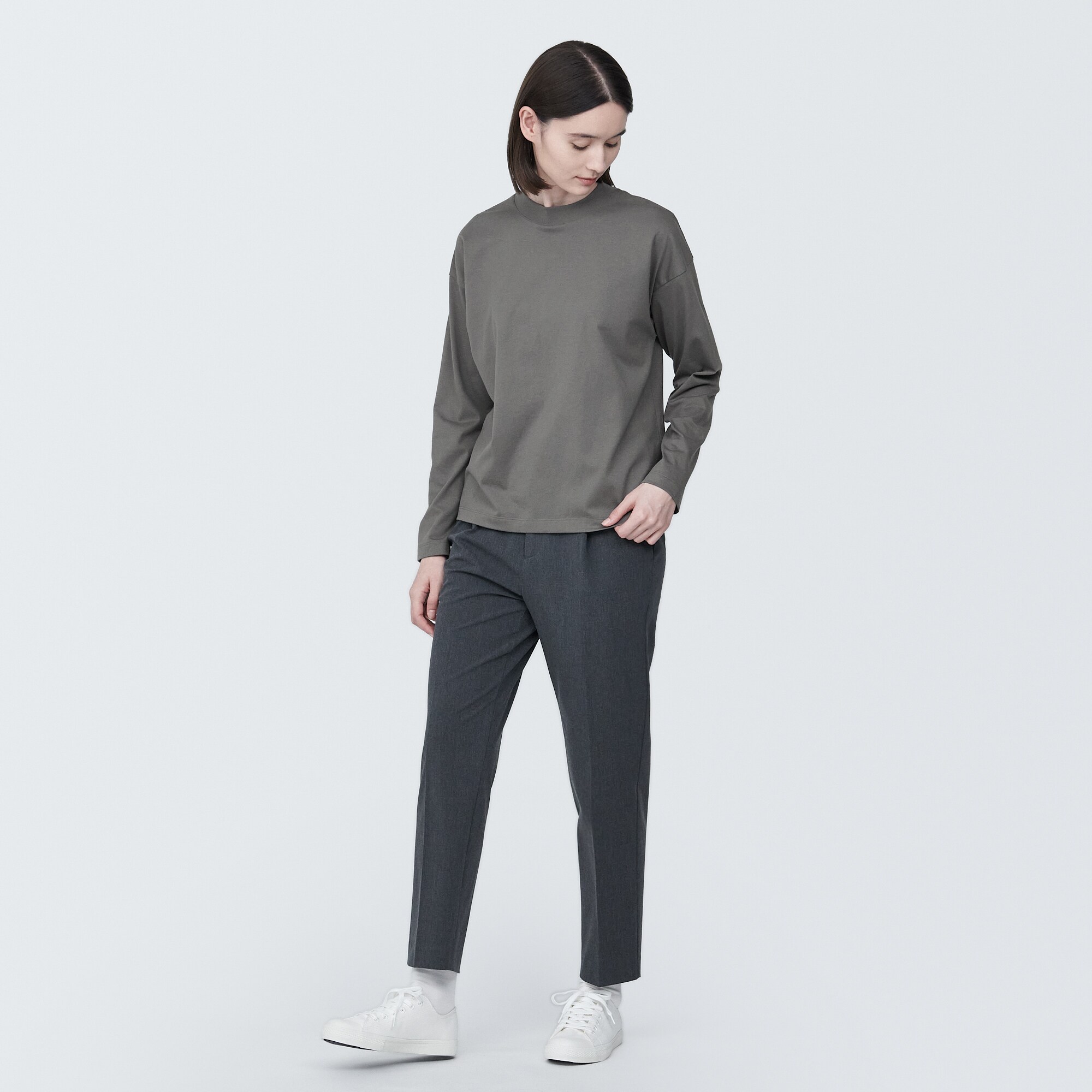 婦人　天竺編みクルーネック長袖Ｔシャツ