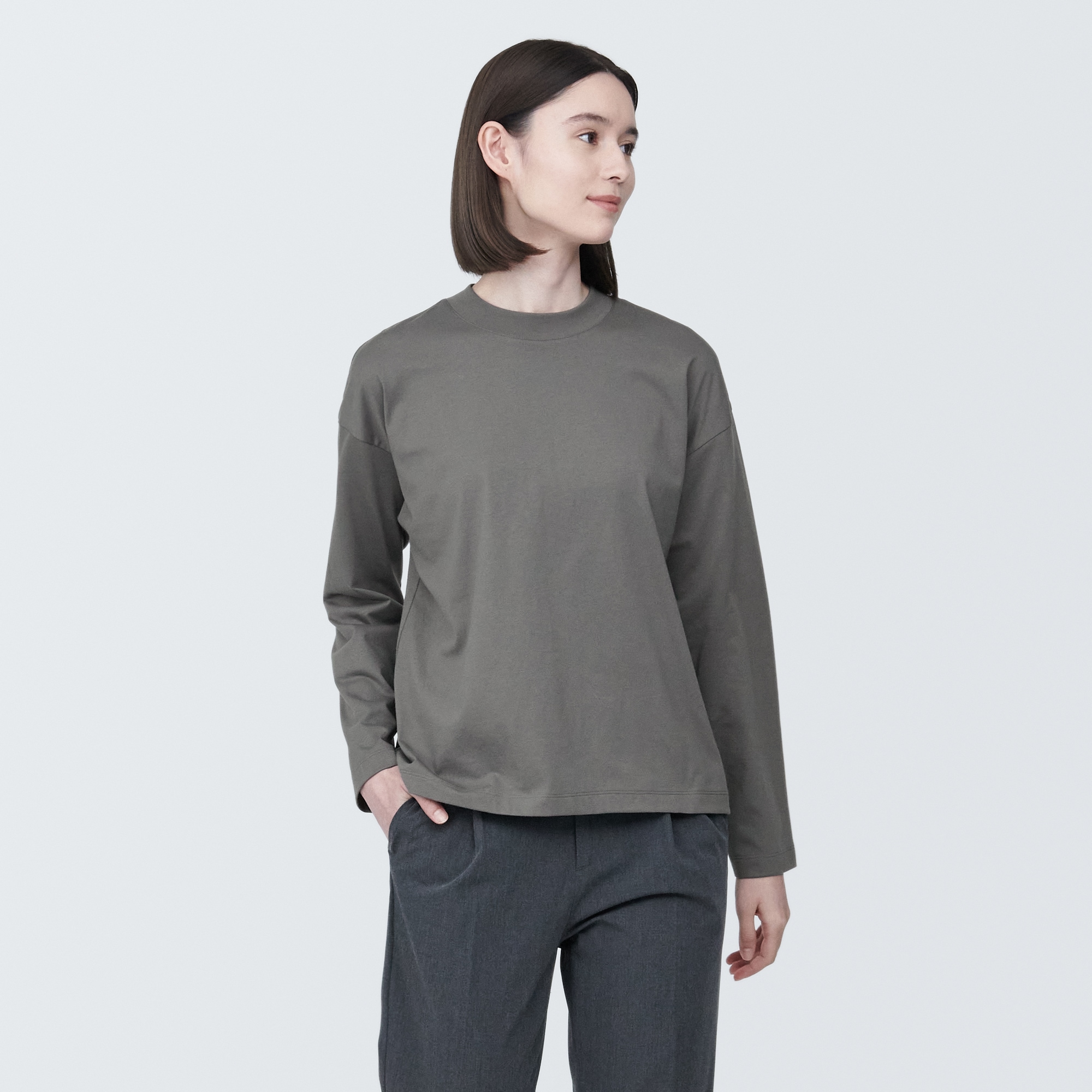 婦人　天竺編みクルーネック長袖Ｔシャツ