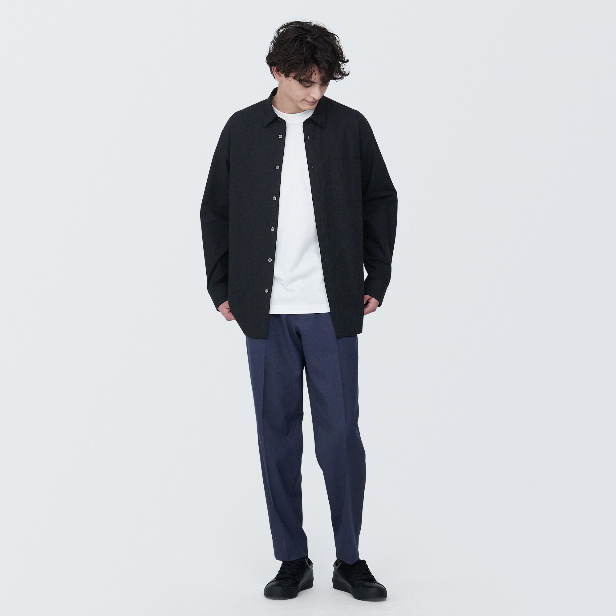 紳士　洗いざらしブロード長袖シャツ