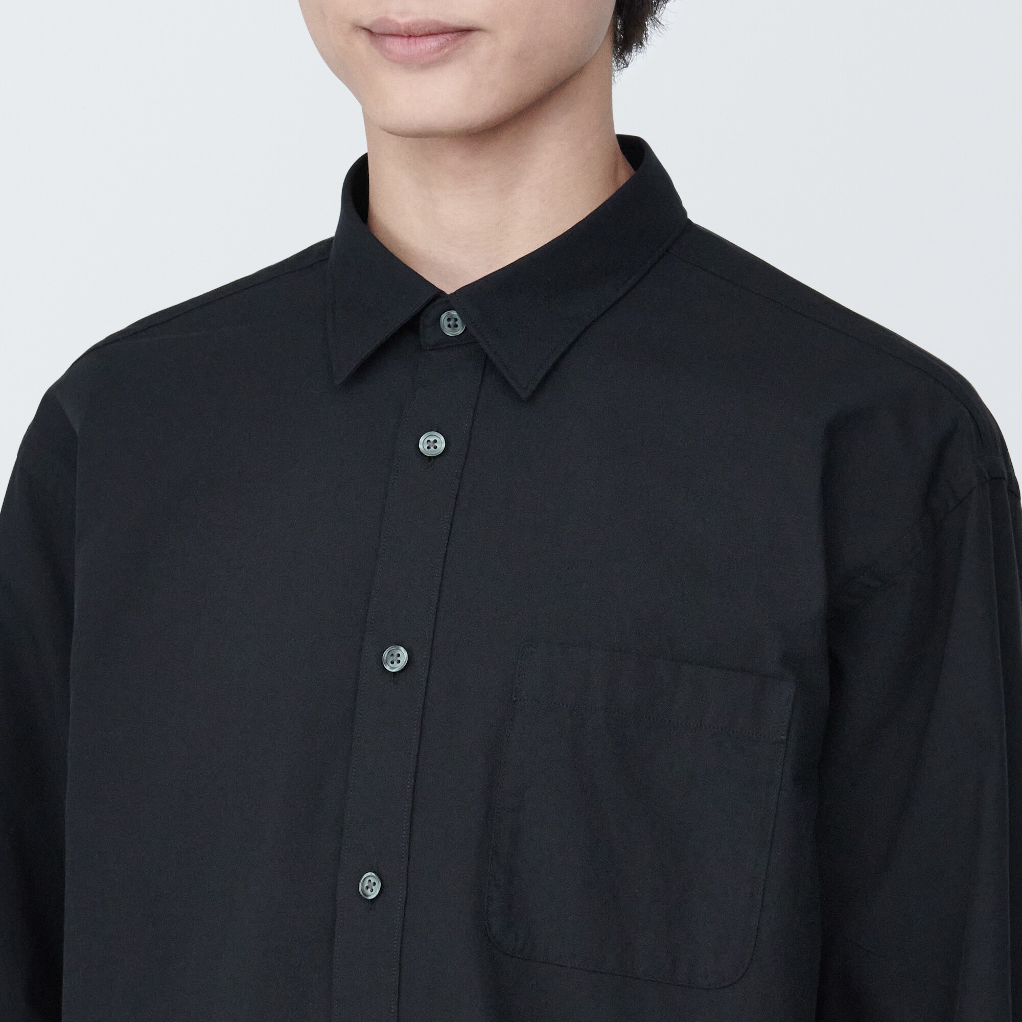 紳士　洗いざらしブロード長袖シャツ