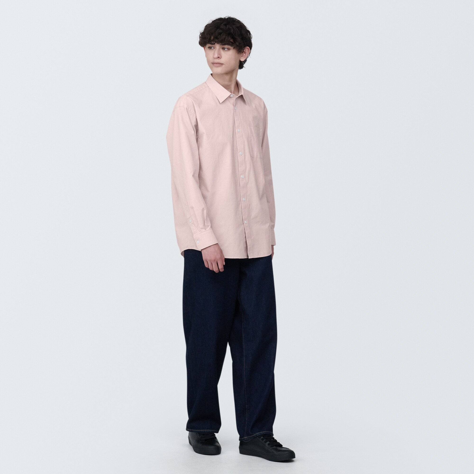 紳士　洗いざらしブロード長袖シャツ