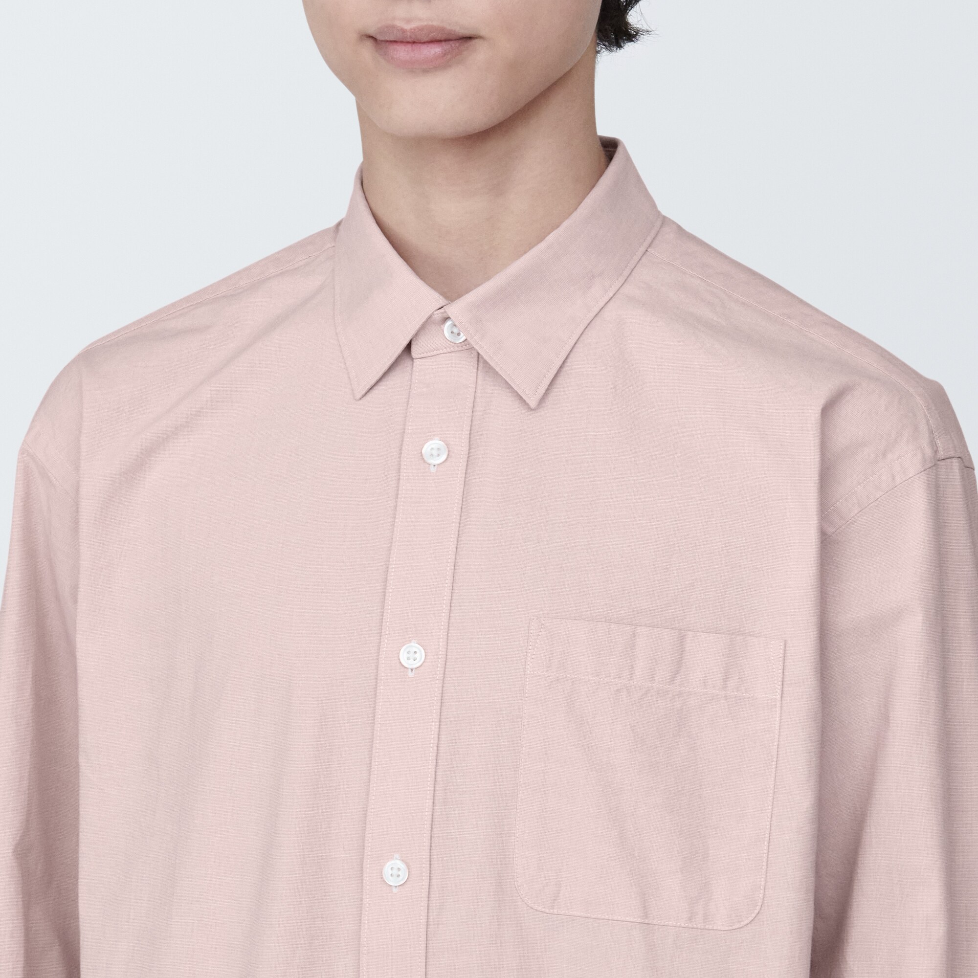 紳士　洗いざらしブロード長袖シャツ