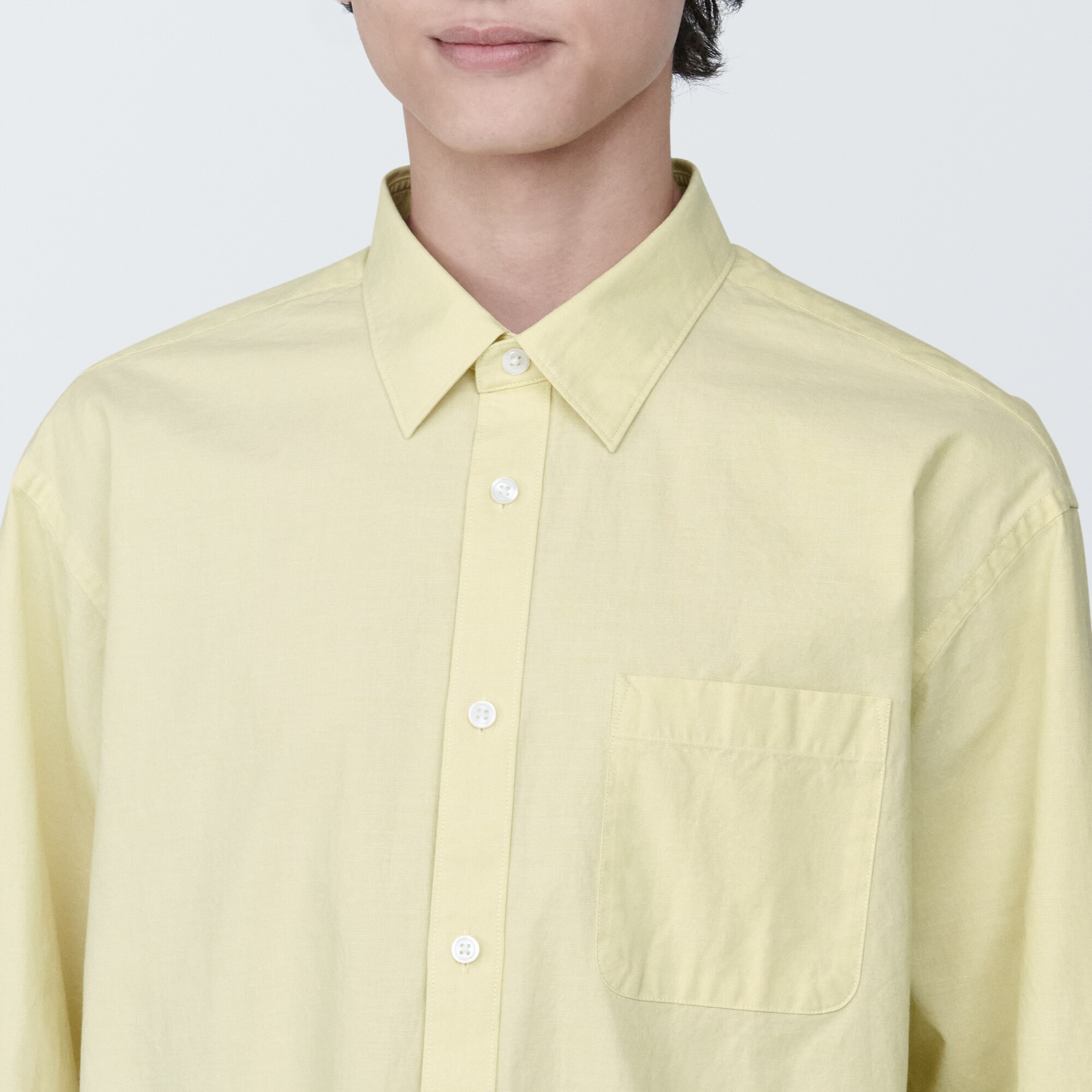 紳士　洗いざらしブロード長袖シャツ