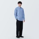 紳士　洗いざらしブロード長袖シャツ