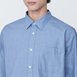 紳士　洗いざらしブロード長袖シャツ