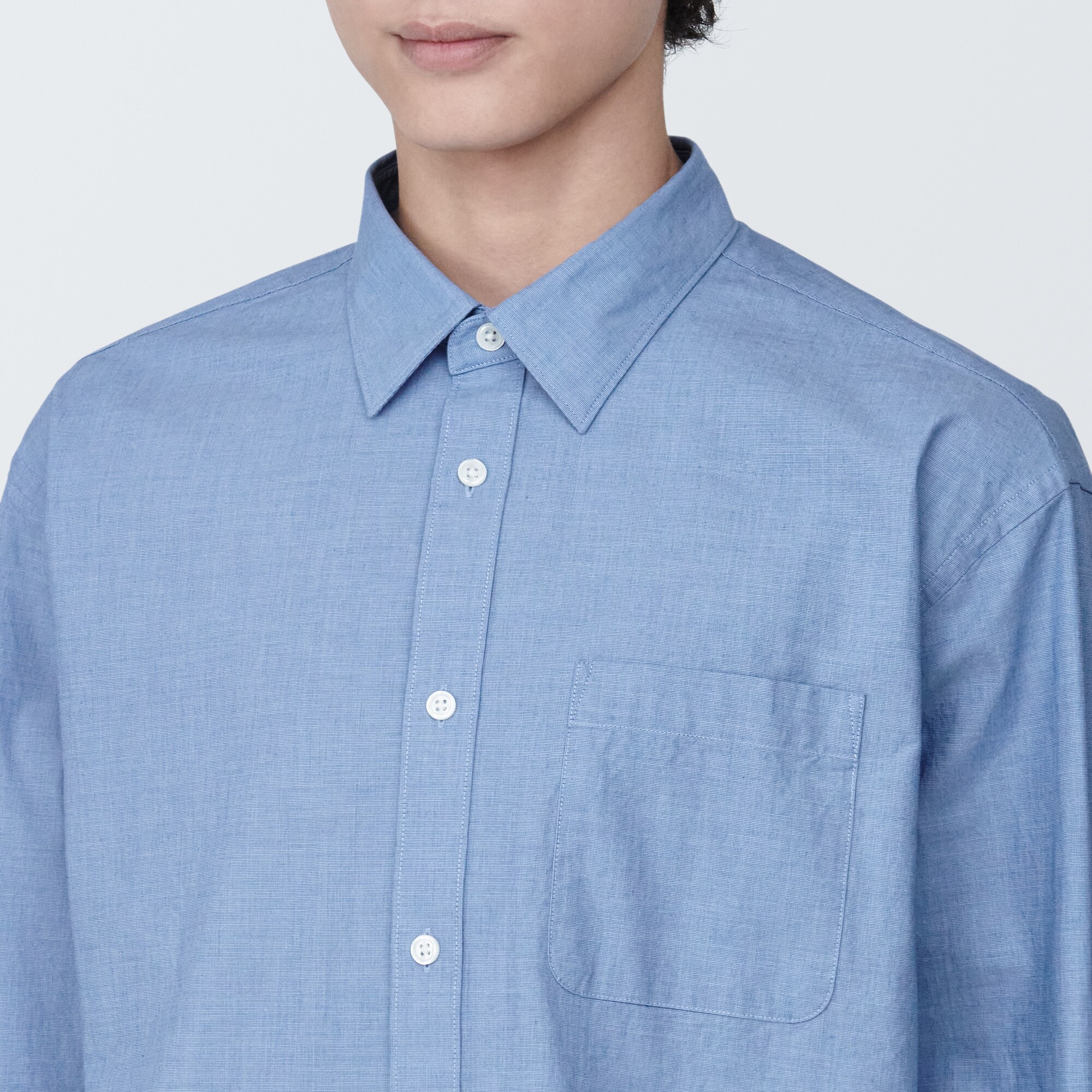 紳士　洗いざらしブロード長袖シャツ