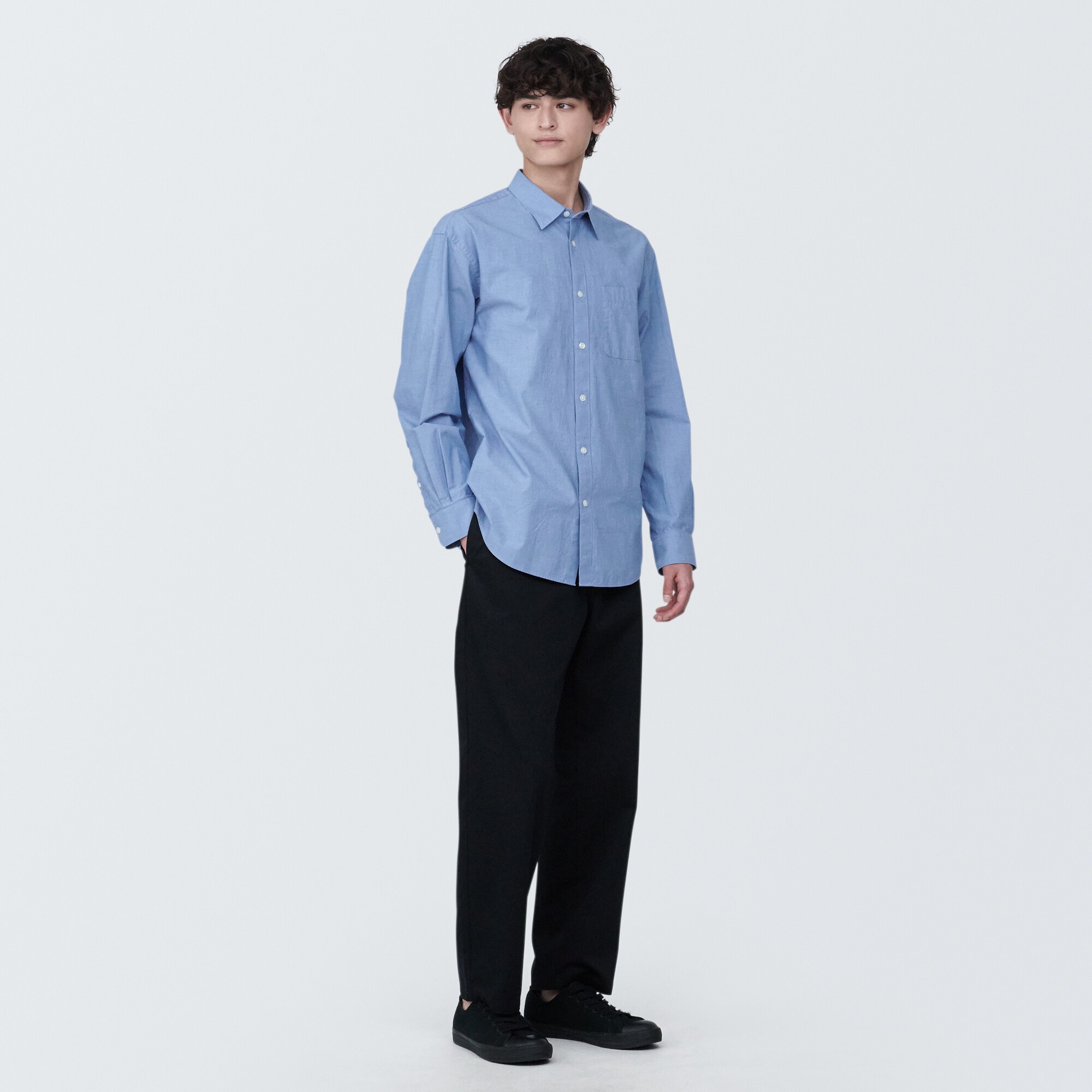 未使用　洗いざらしブロード長袖シャツ 無印良品紳士洗いざらしブロード長袖シャツ - メルカリ