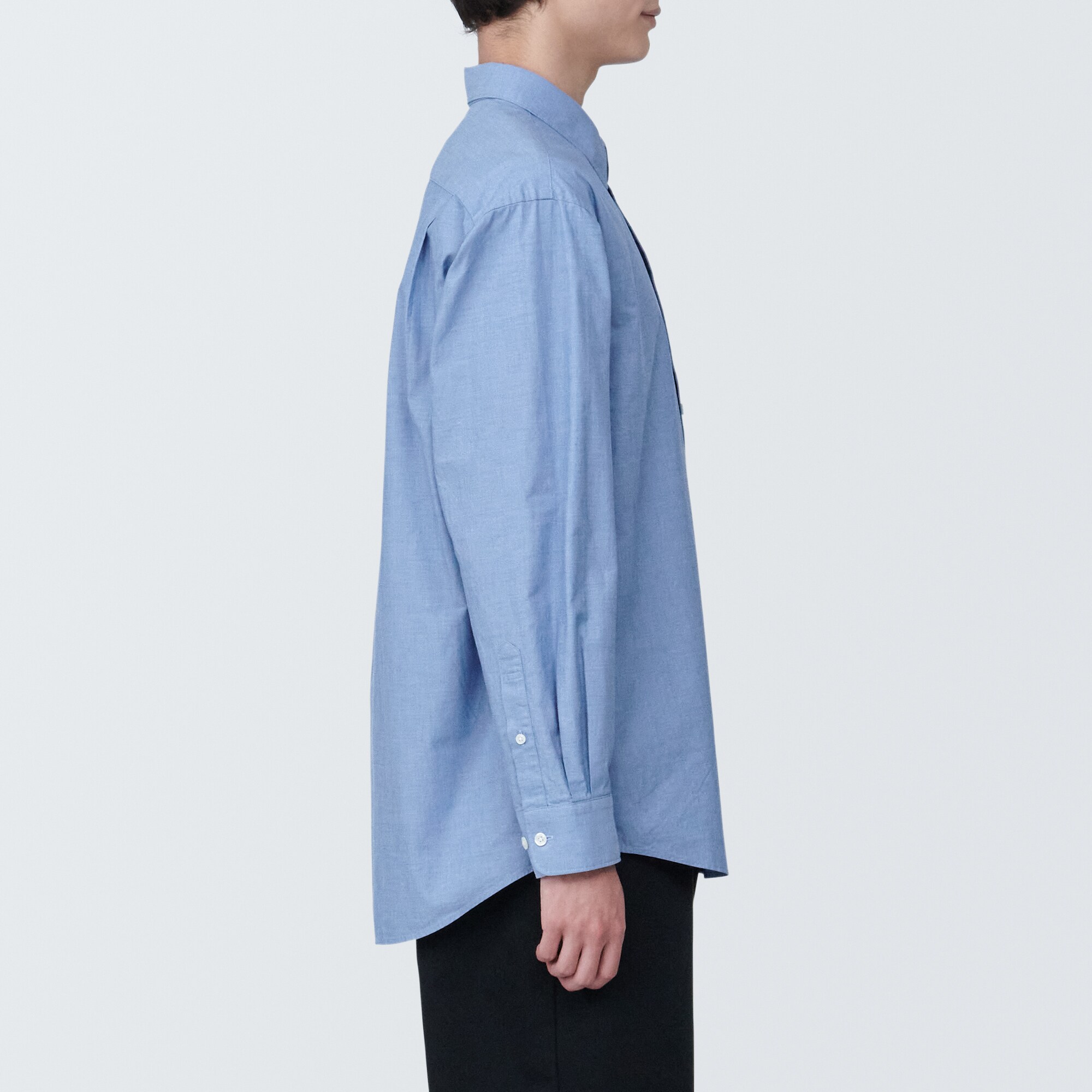 紳士　洗いざらしブロード長袖シャツ