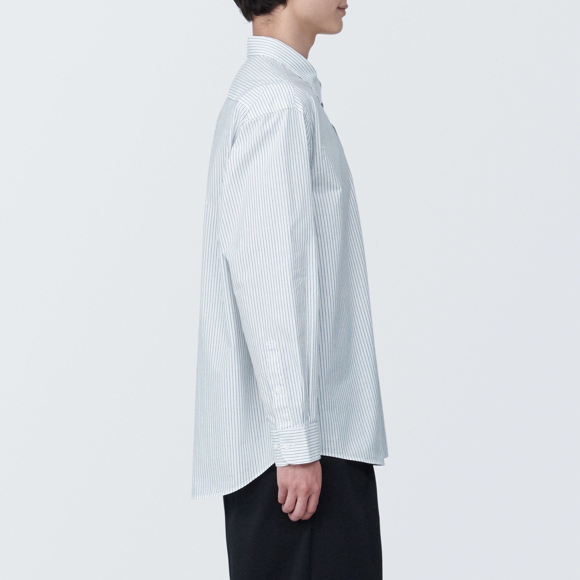 紳士　洗いざらしブロード長袖シャツ