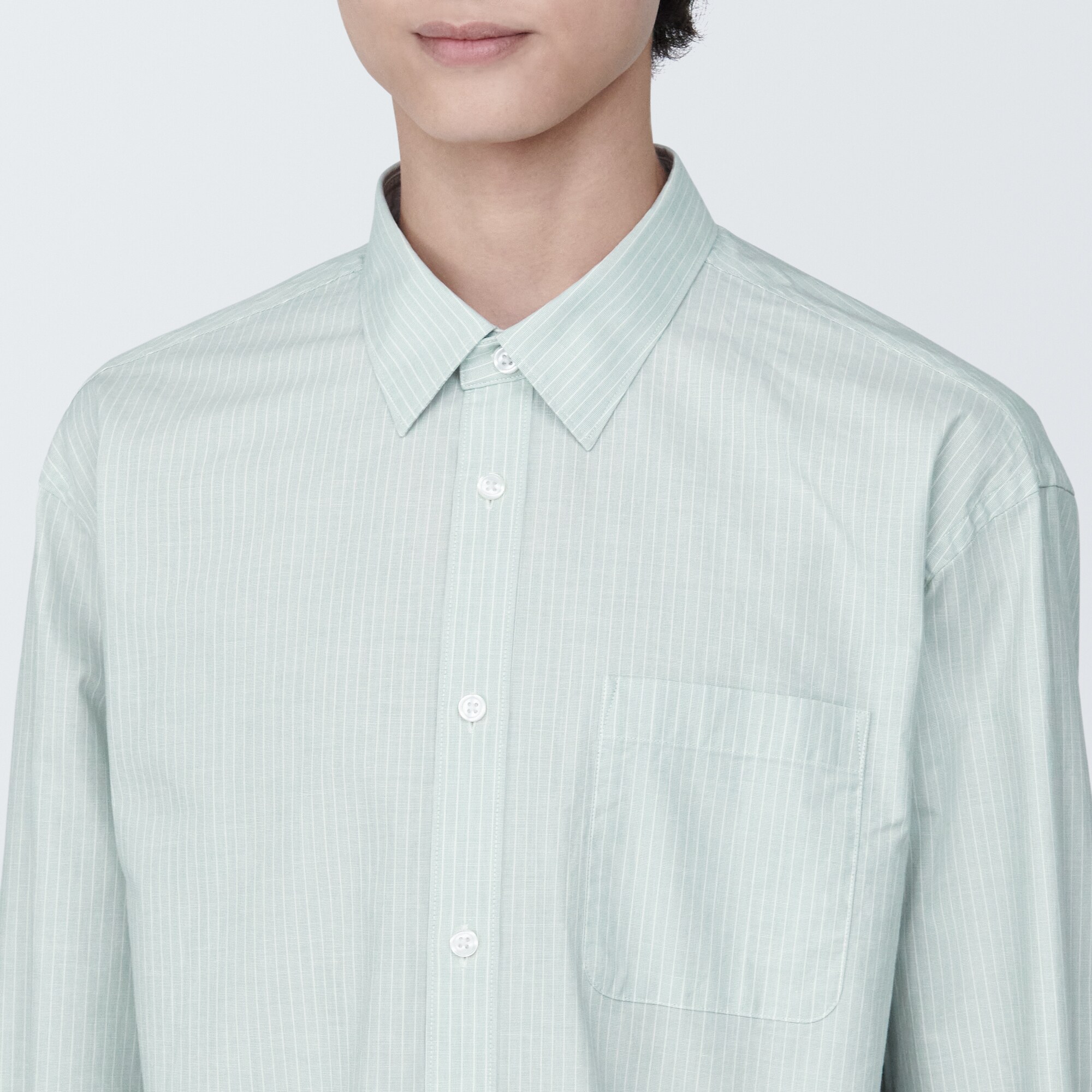 紳士　洗いざらしブロード長袖シャツ