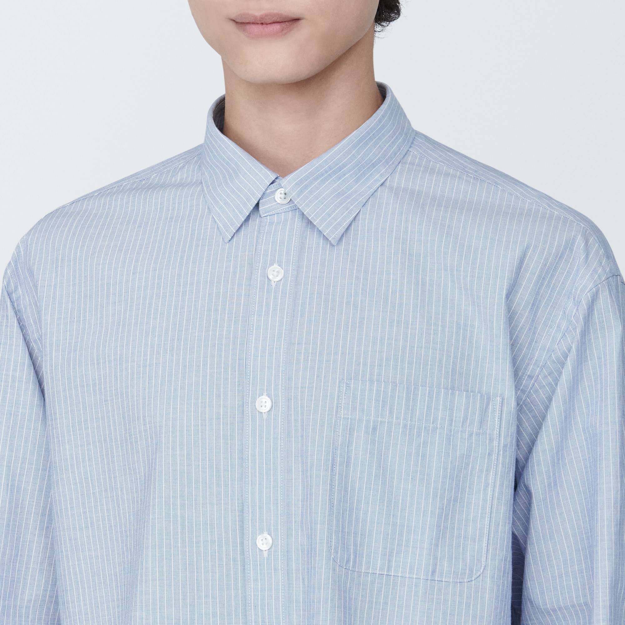 紳士　洗いざらしブロード長袖シャツ