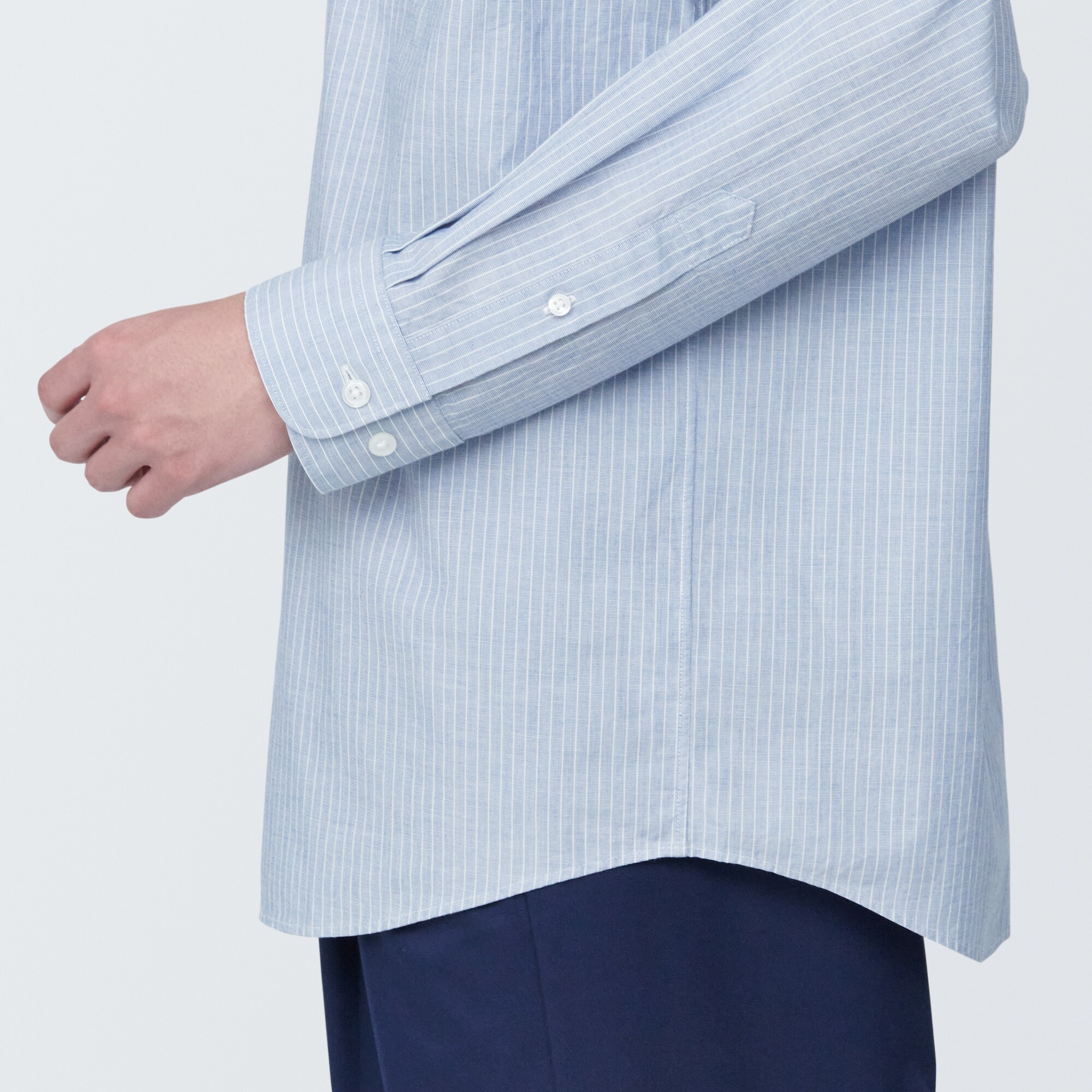 紳士　洗いざらしブロード長袖シャツ