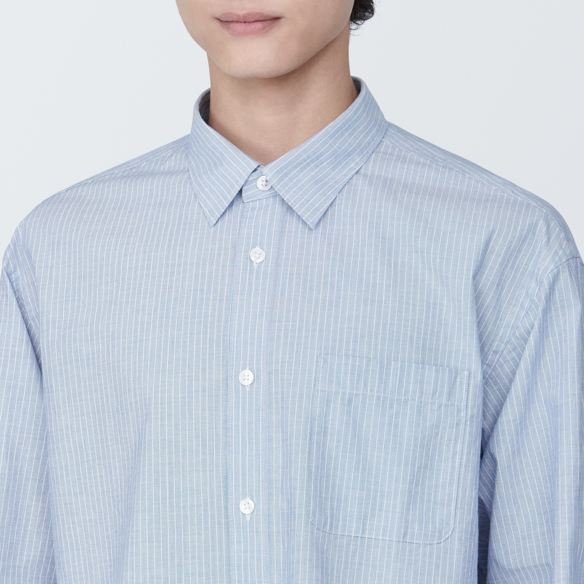 紳士　洗いざらしブロード長袖シャツ