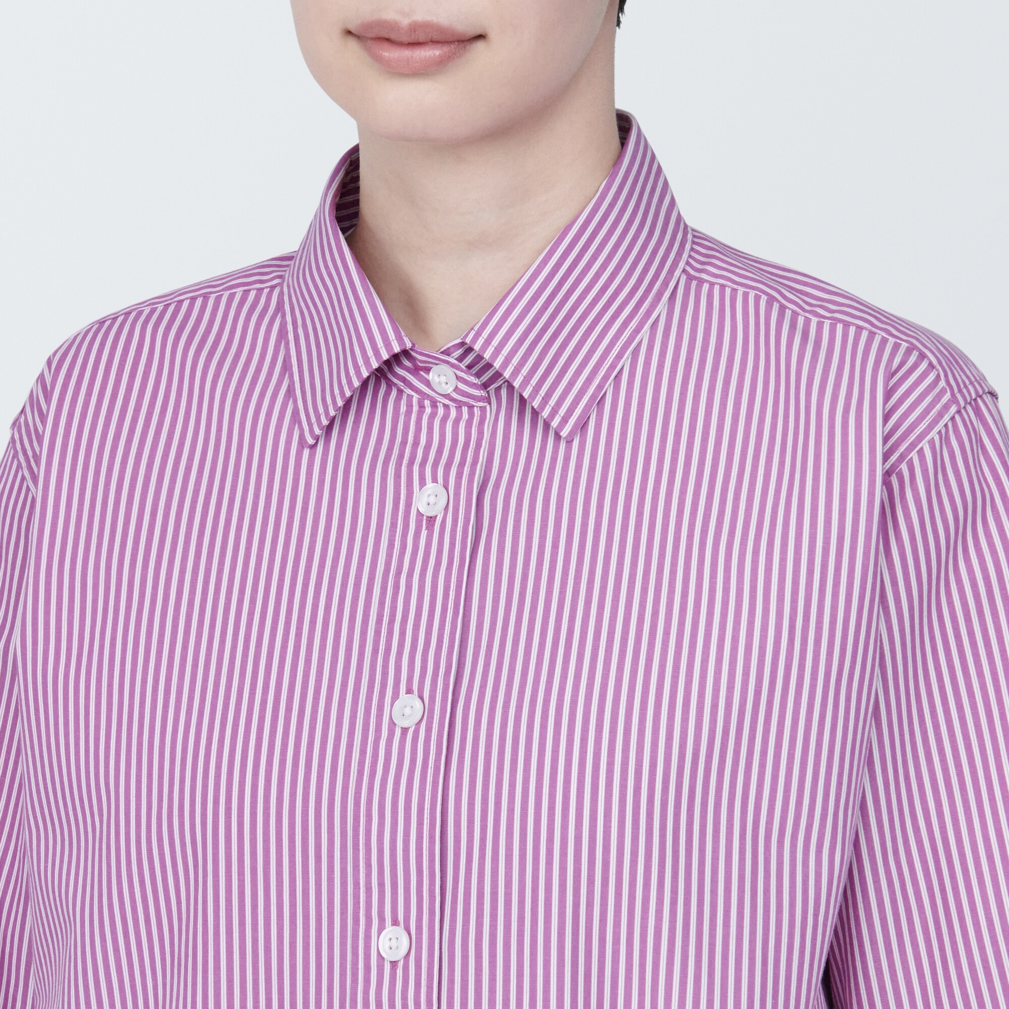 婦人　洗いざらし　ブロードレギュラーカラー長袖シャツ