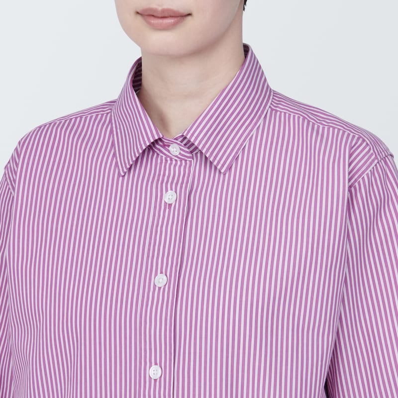 婦人　洗いざらし　ブロードレギュラーカラー長袖シャツ