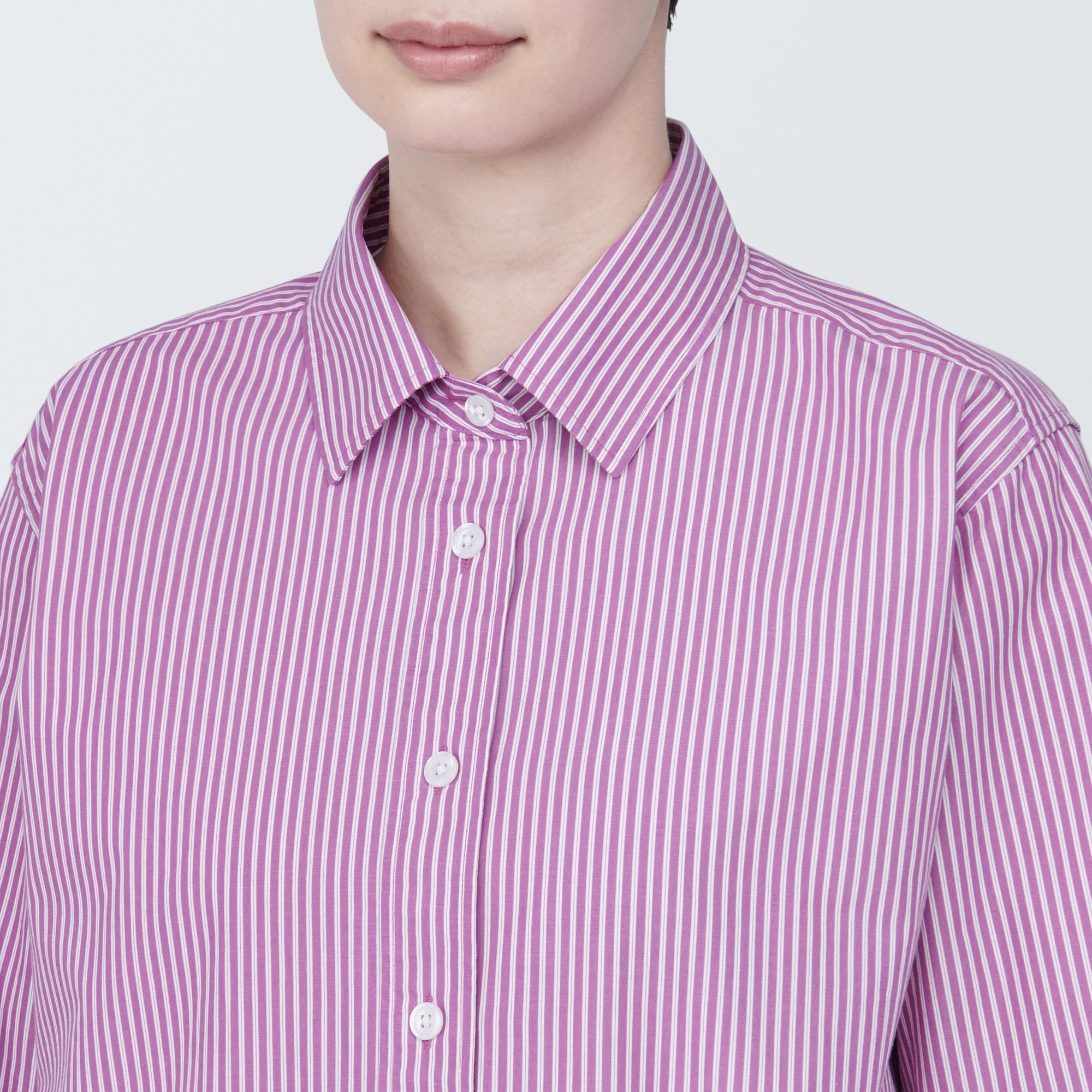 婦人　洗いざらし　ブロードレギュラーカラー長袖シャツ