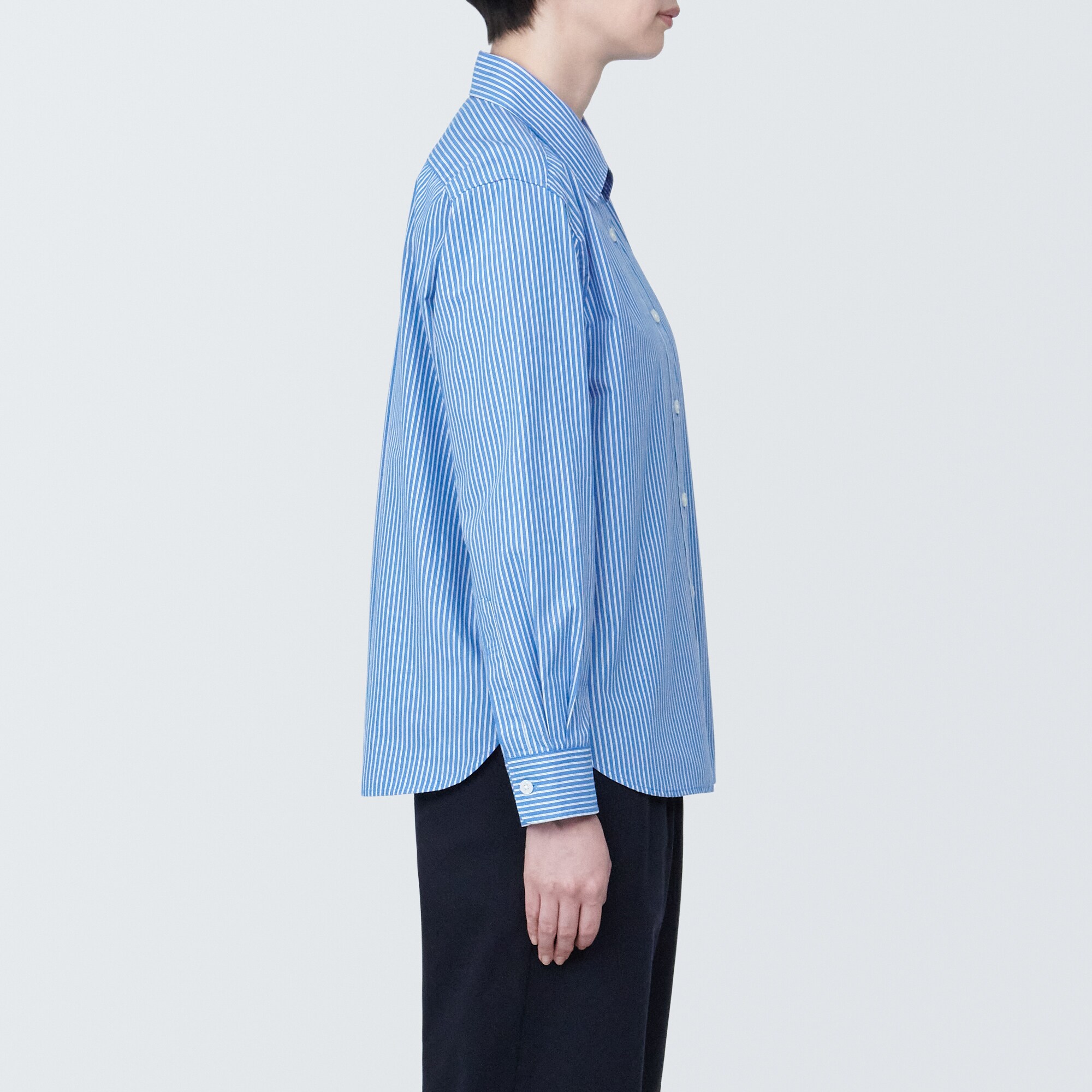 婦人　洗いざらし　ブロードレギュラーカラー長袖シャツ