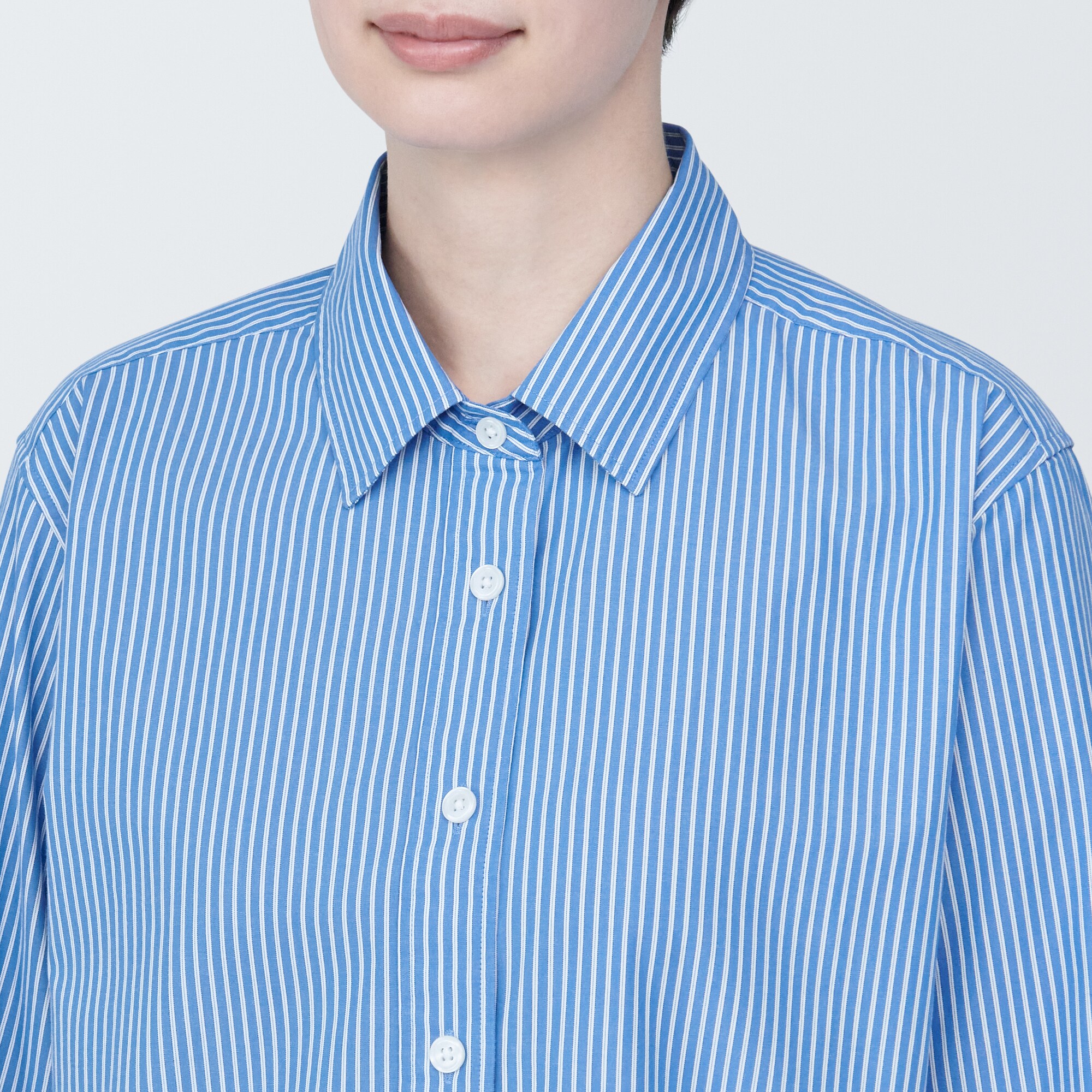 婦人　洗いざらし　ブロードレギュラーカラー長袖シャツ