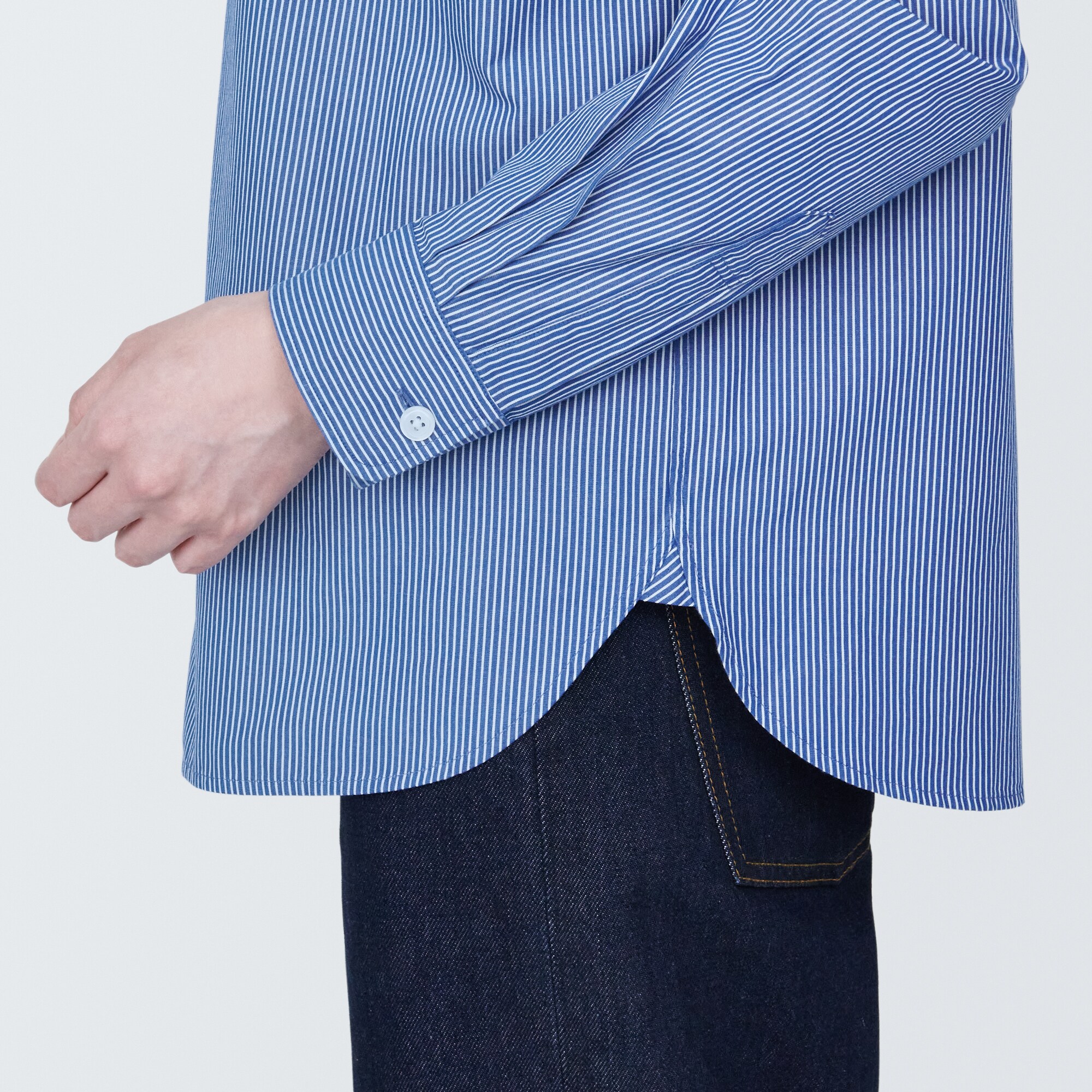 婦人　洗いざらし　ブロードレギュラーカラー長袖シャツ