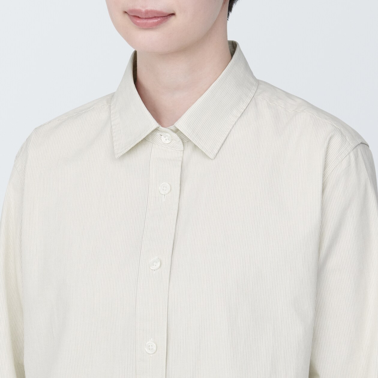 婦人　洗いざらし　ブロードレギュラーカラー長袖シャツ