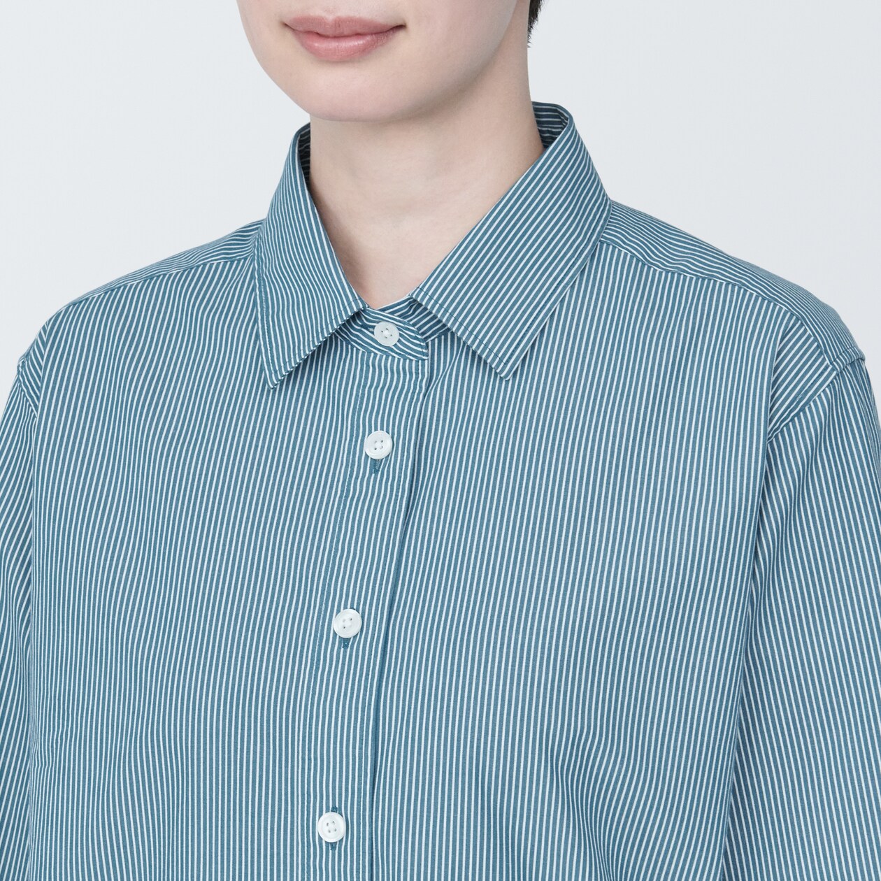 婦人　洗いざらし　ブロードレギュラーカラー長袖シャツ