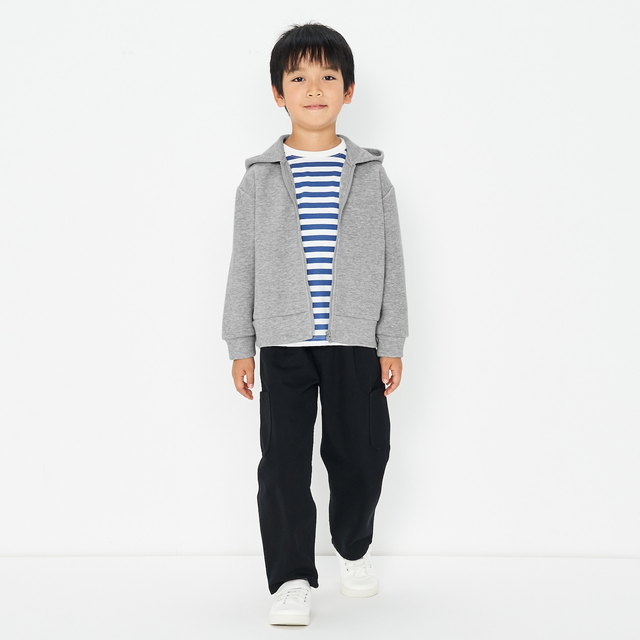 キッズ　二重編みスウェットフルジップパーカ