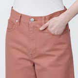 婦人　デニムワイドバギーパンツ　カラー　股下７２