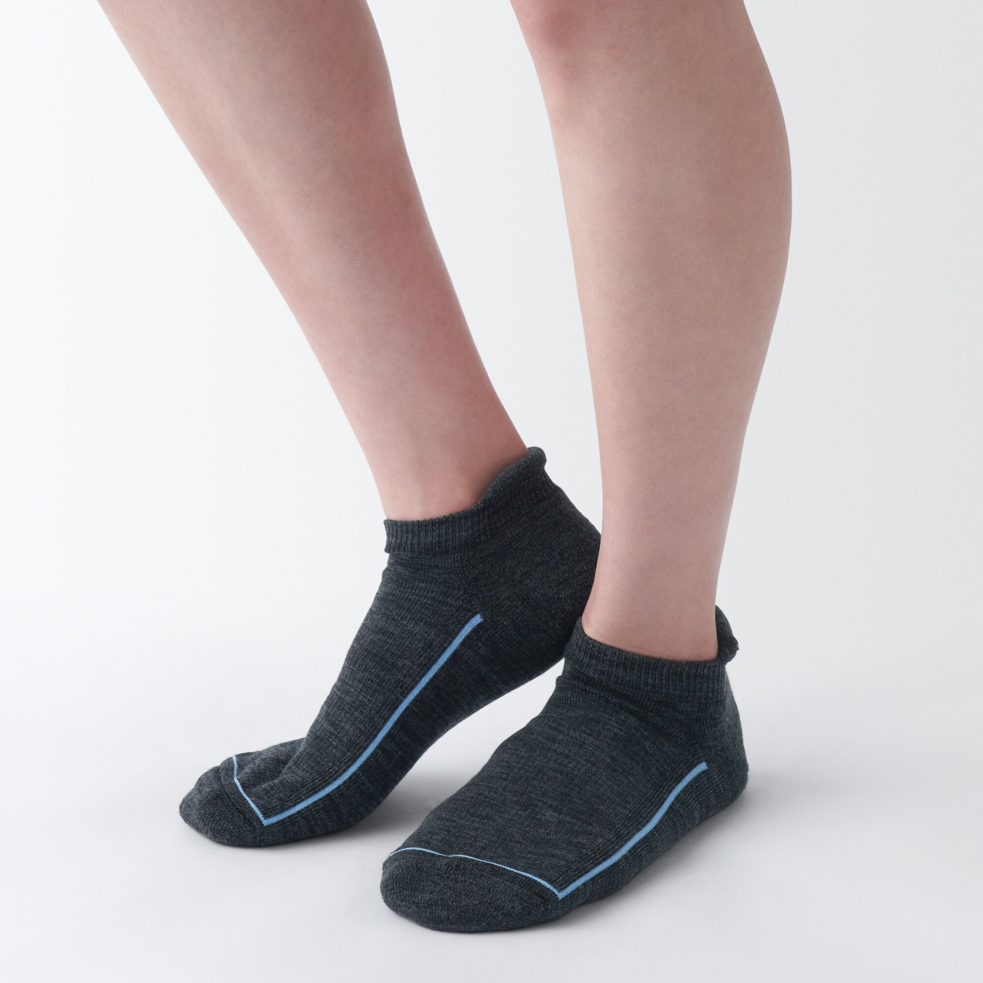 婦人　足なり直角　ウール混パイル編み　厚手スニーカーイン