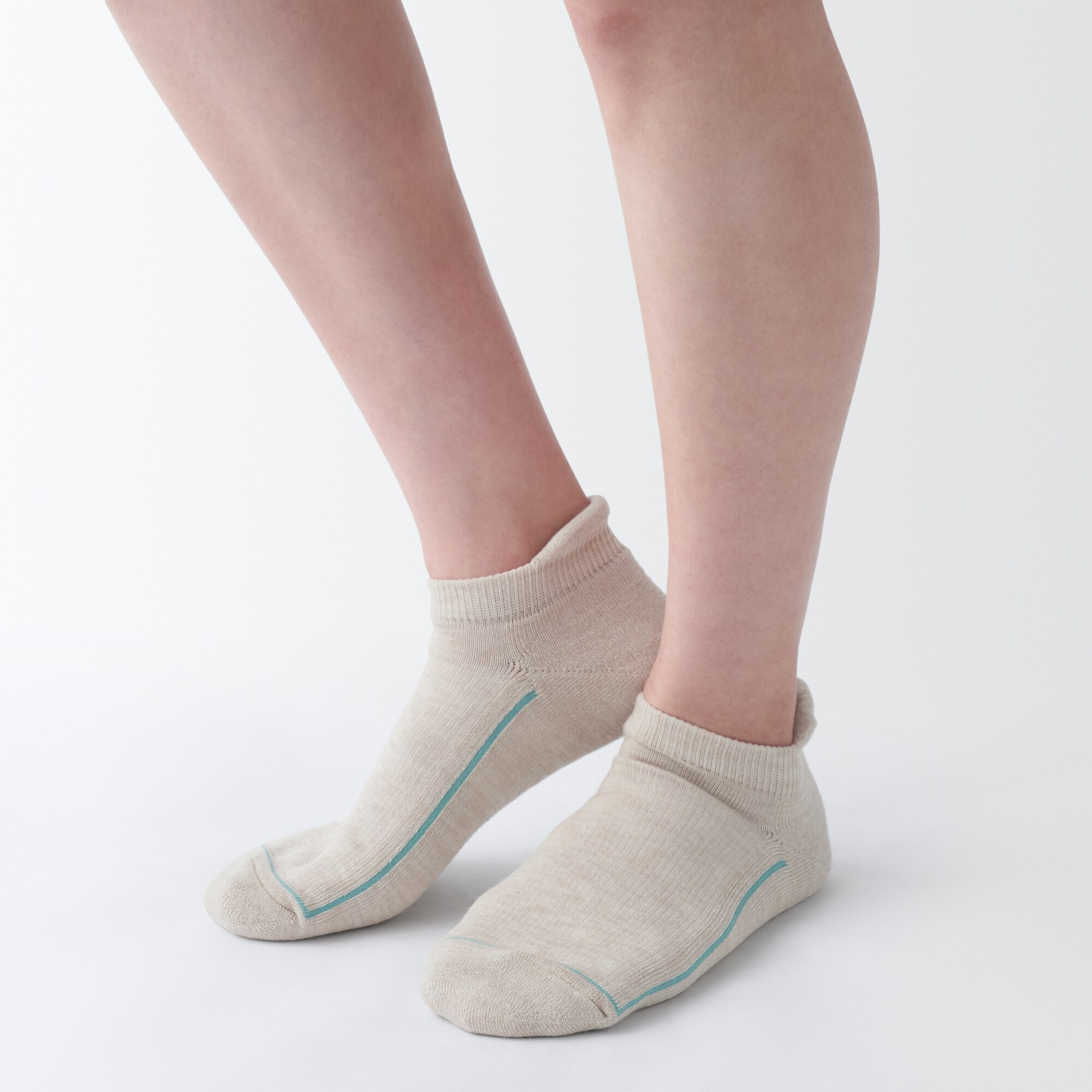 婦人　足なり直角　ウール混パイル編み　厚手スニーカーイン