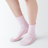 婦人　足なり直角　ウール混パイル編み　厚手ショート丈靴下