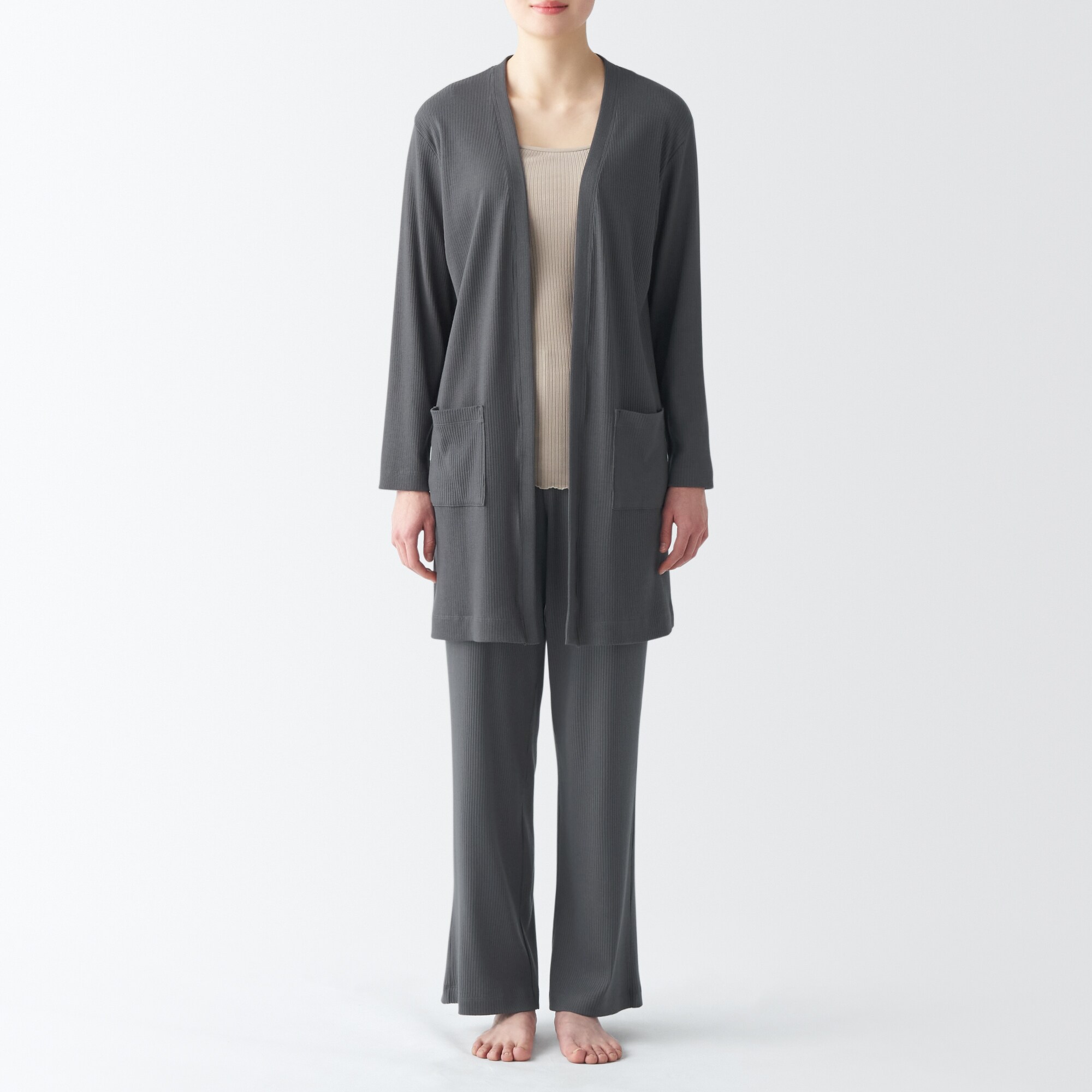 [MUJI] カーディガン なめらかリブ ロングカーディガン レディース FDK
