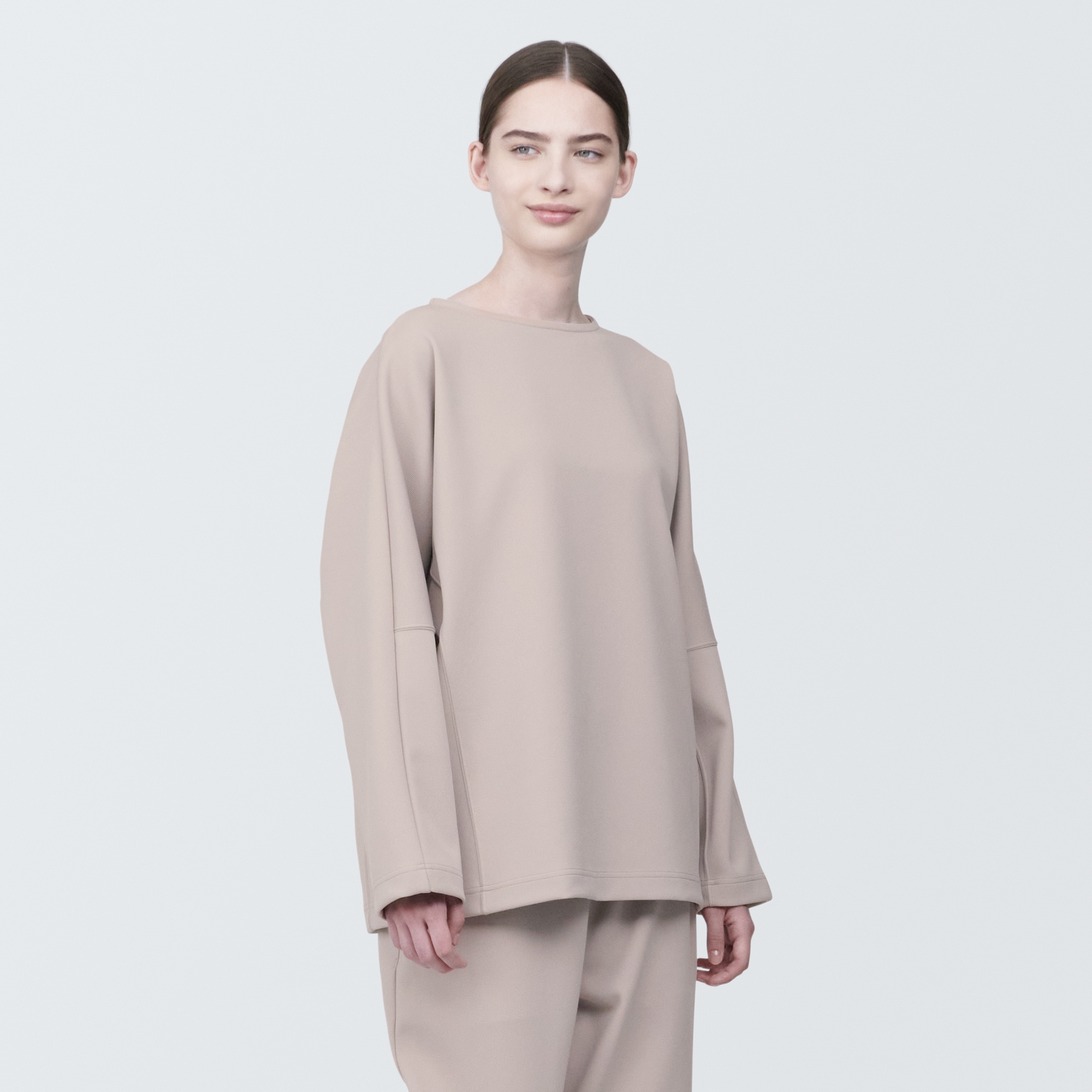 大人気！無印良品 MUJI Labo 撥水二重編み 長袖プルオーバー 黒