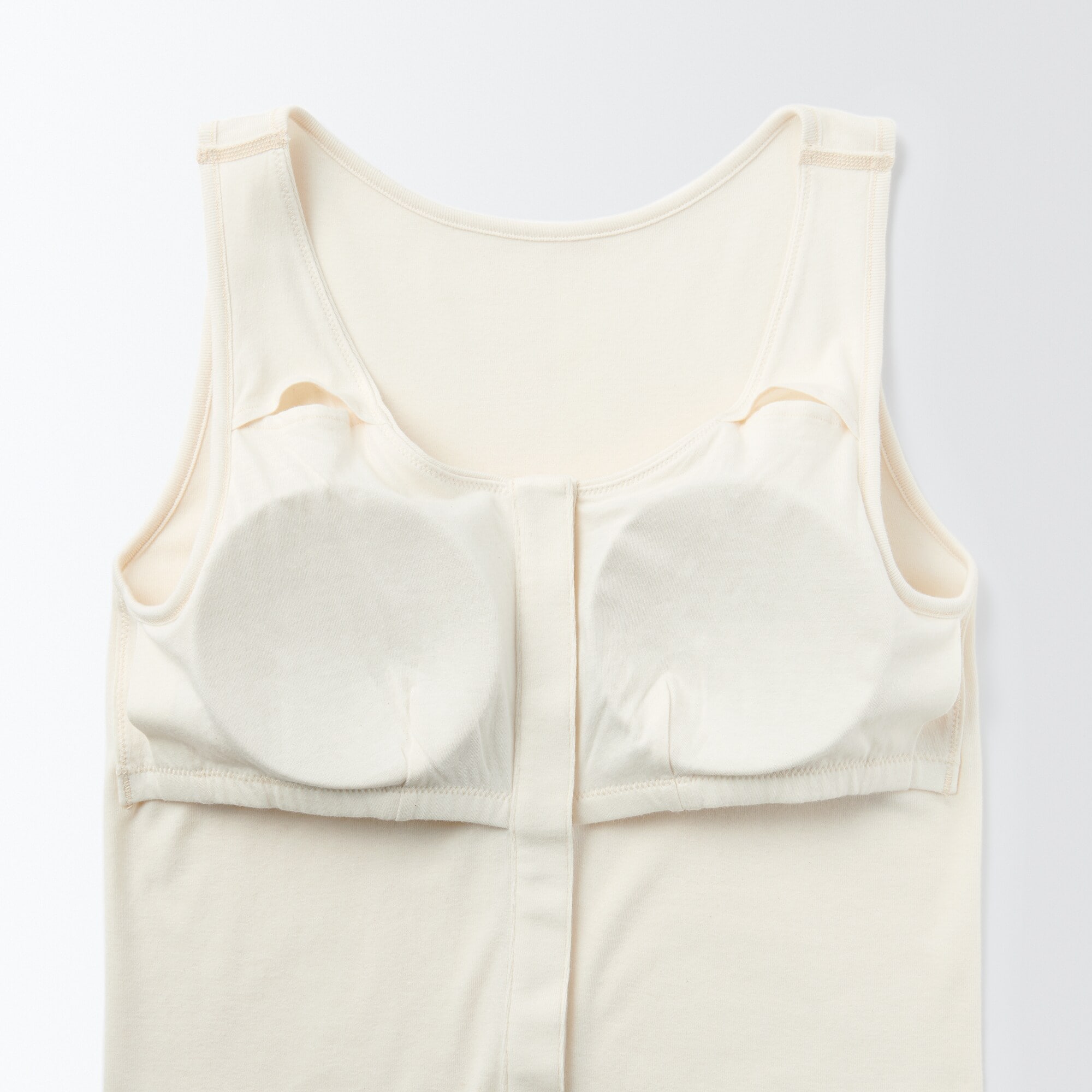 婦人　無染色前開きカップ入りタンクトップ