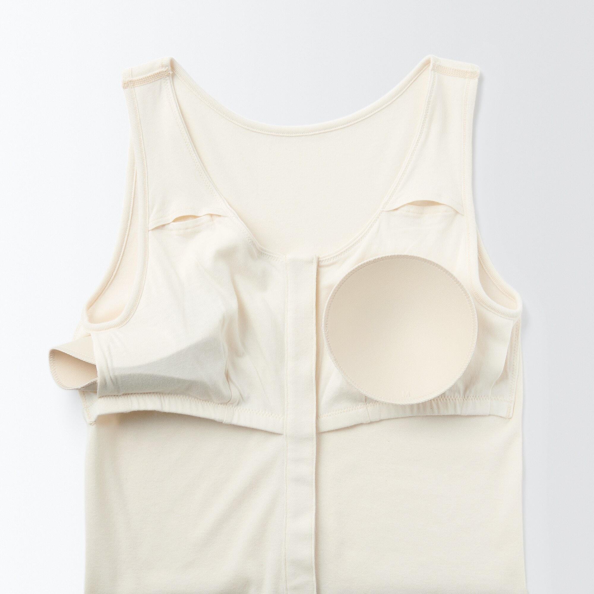 婦人　無染色前開きカップ入りタンクトップ