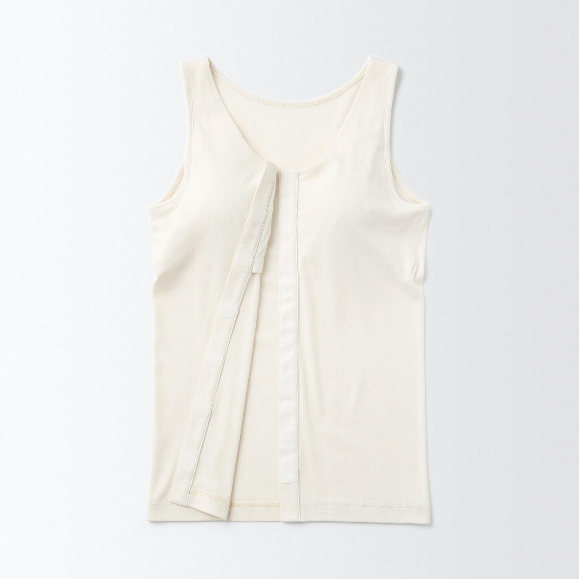 婦人　無染色前開きカップ入りタンクトップ